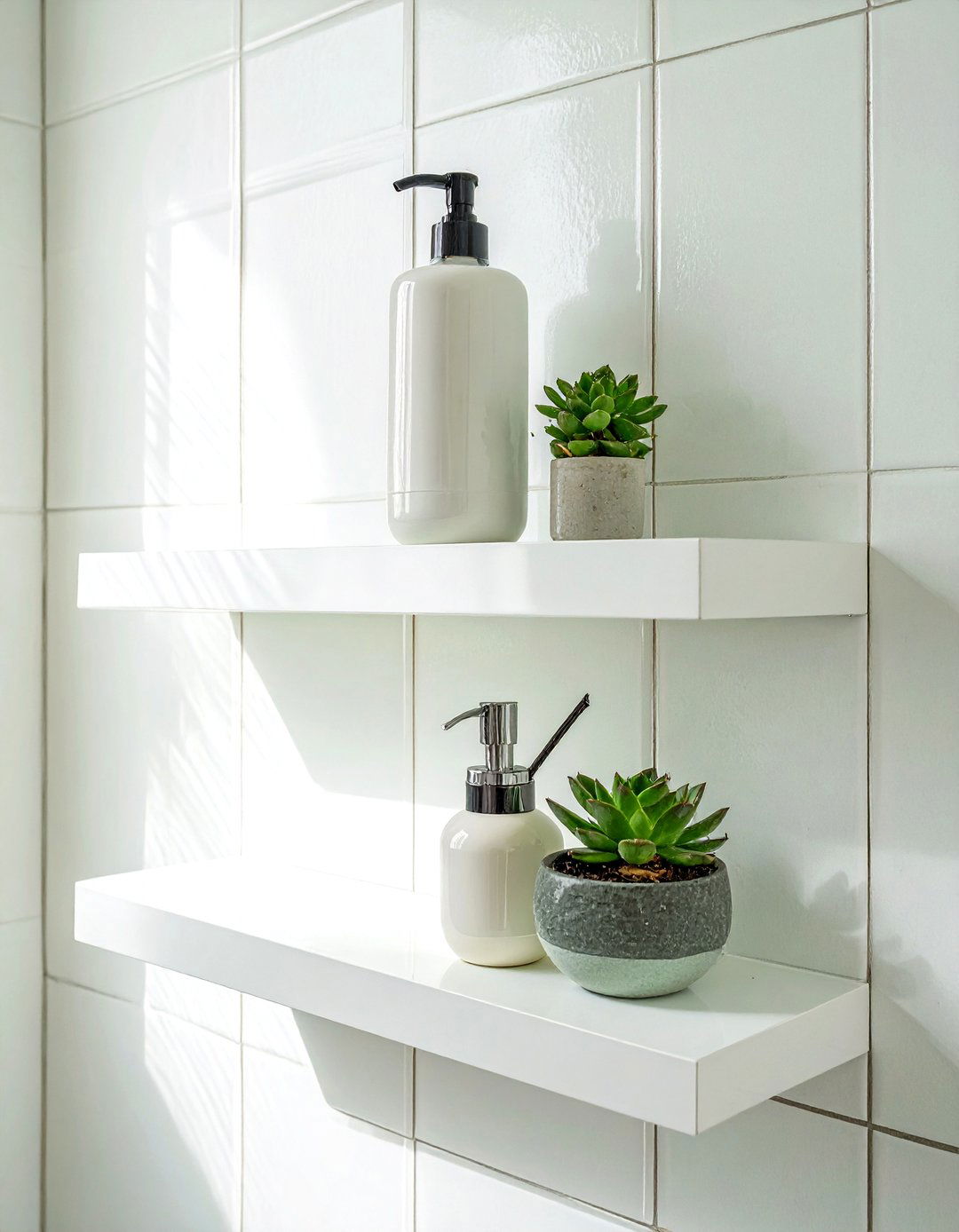 Minimalist White Floating Shelves - 30 floating shelves bathroom ideas