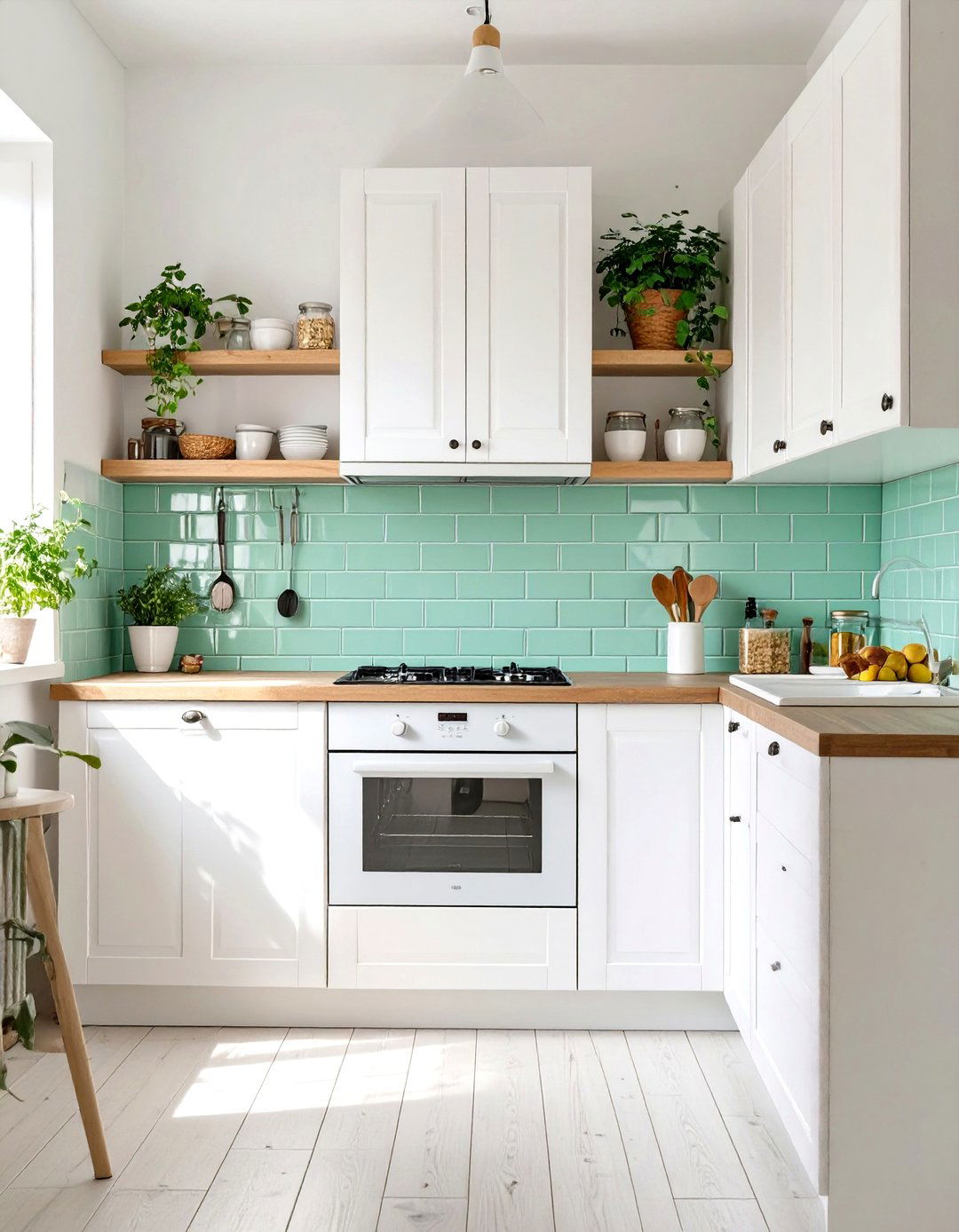 Mint Green Backsplash Small Kitchen - 30 small kitchen color ideas