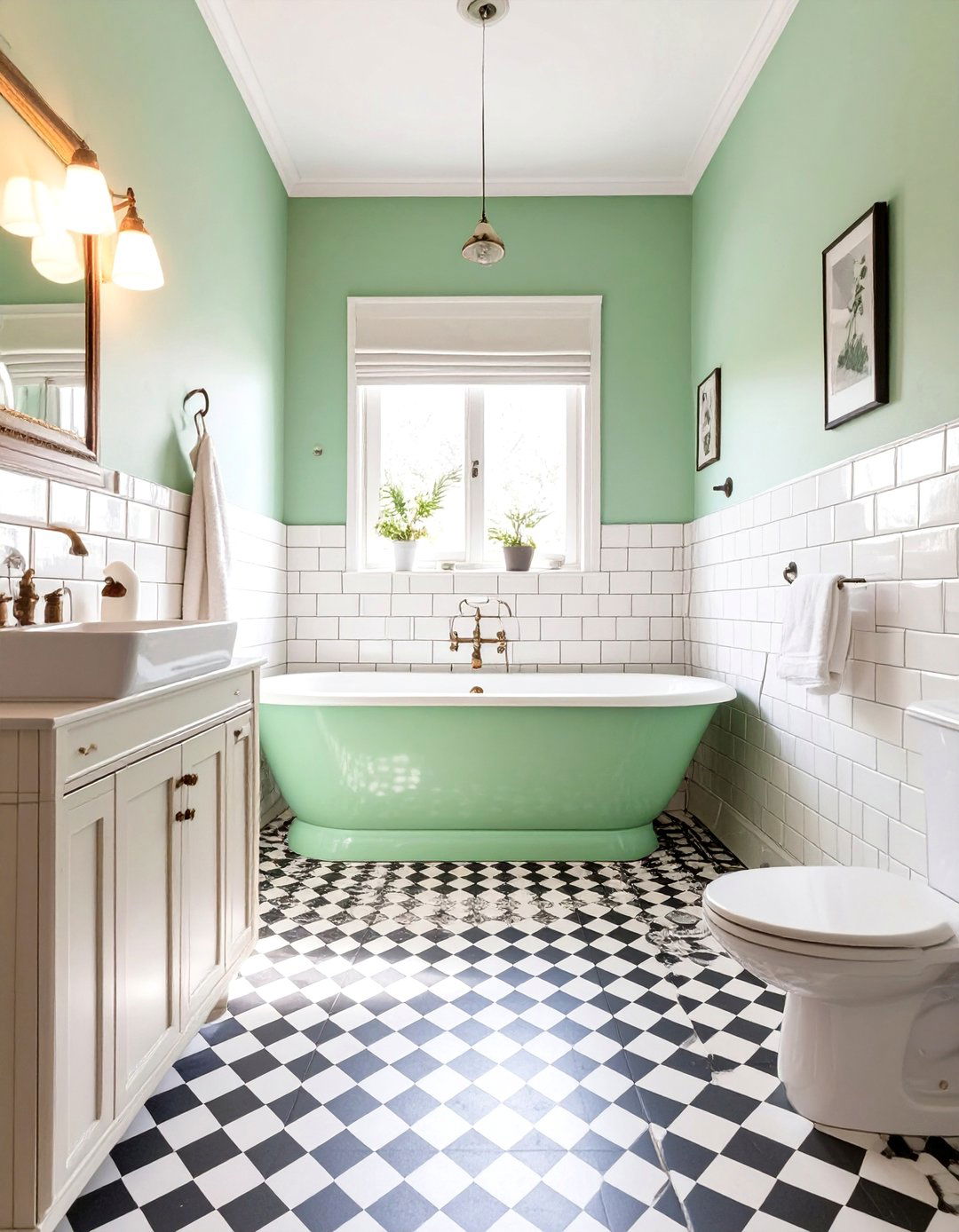 Mint Green Bathroom for a Retro Feel - 30 bathroom painting ideas photos