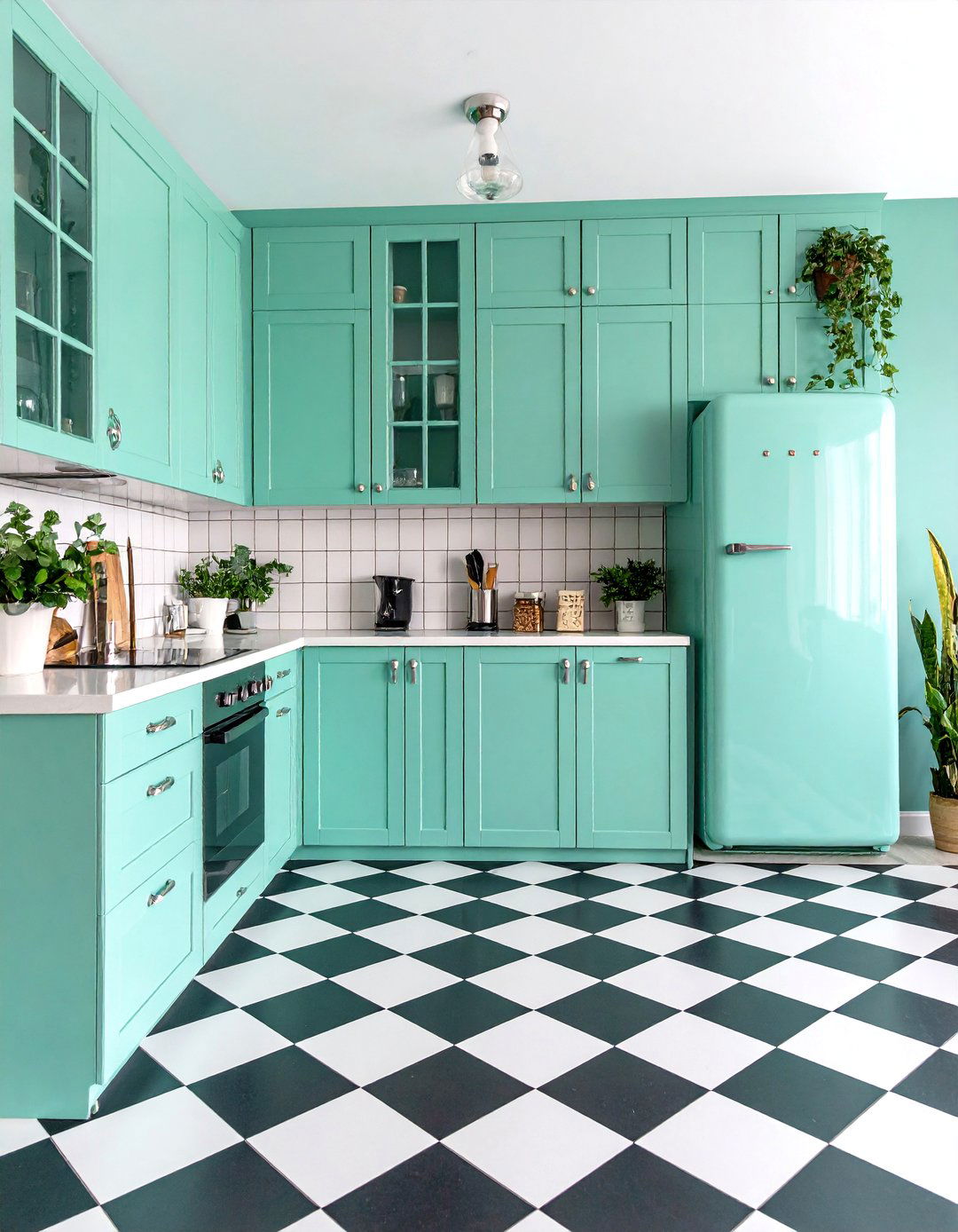 Mint Green Retro Kitchen - 30 kitchen paint ideas