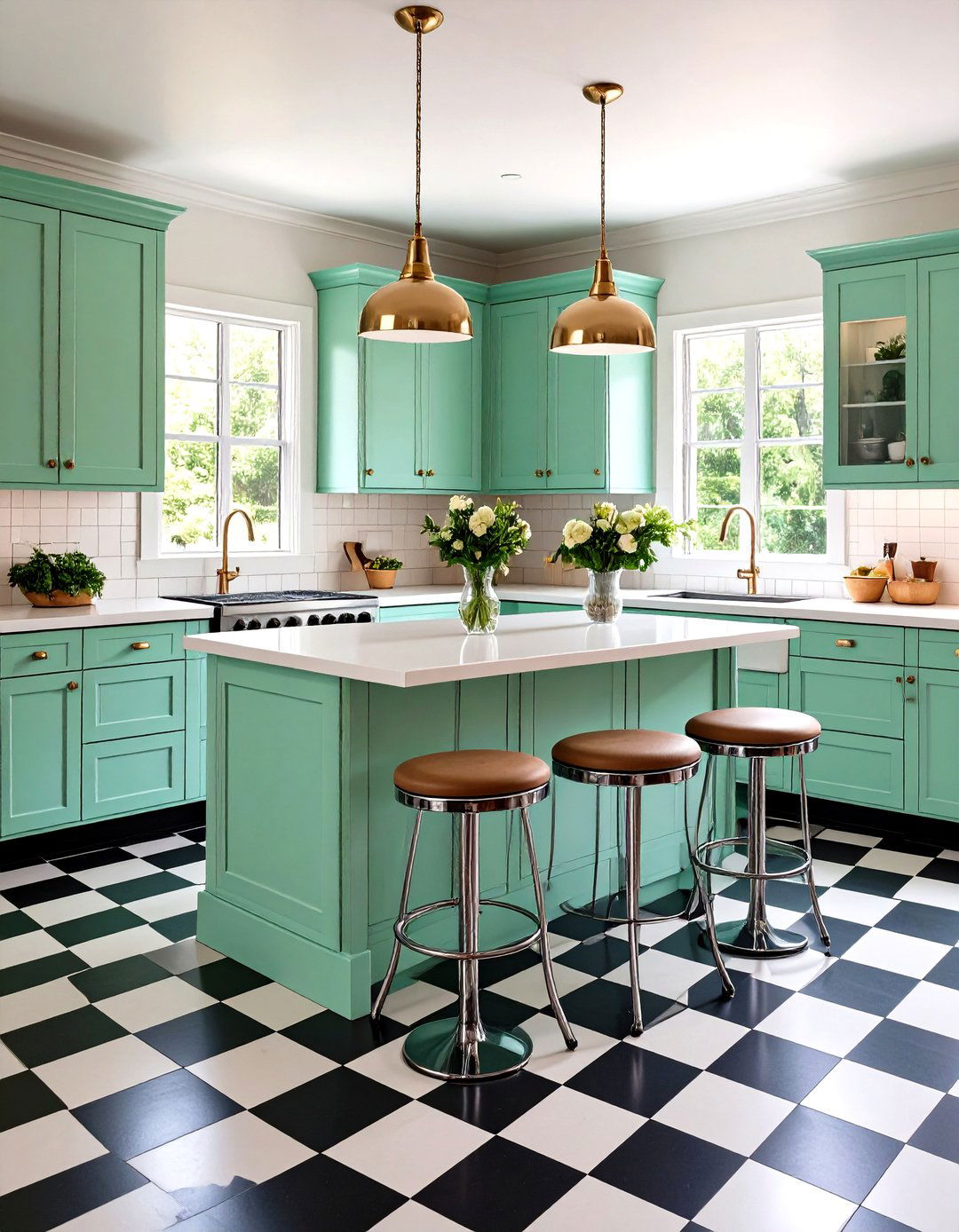 Mint Green Retro Kitchens - 30 kitchen colors ideas