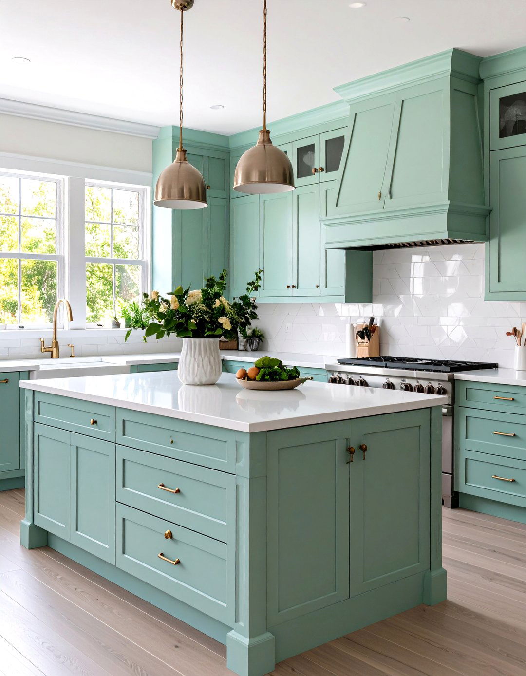 Mint Green and White Kitchen - 30 2025 paint color trends
