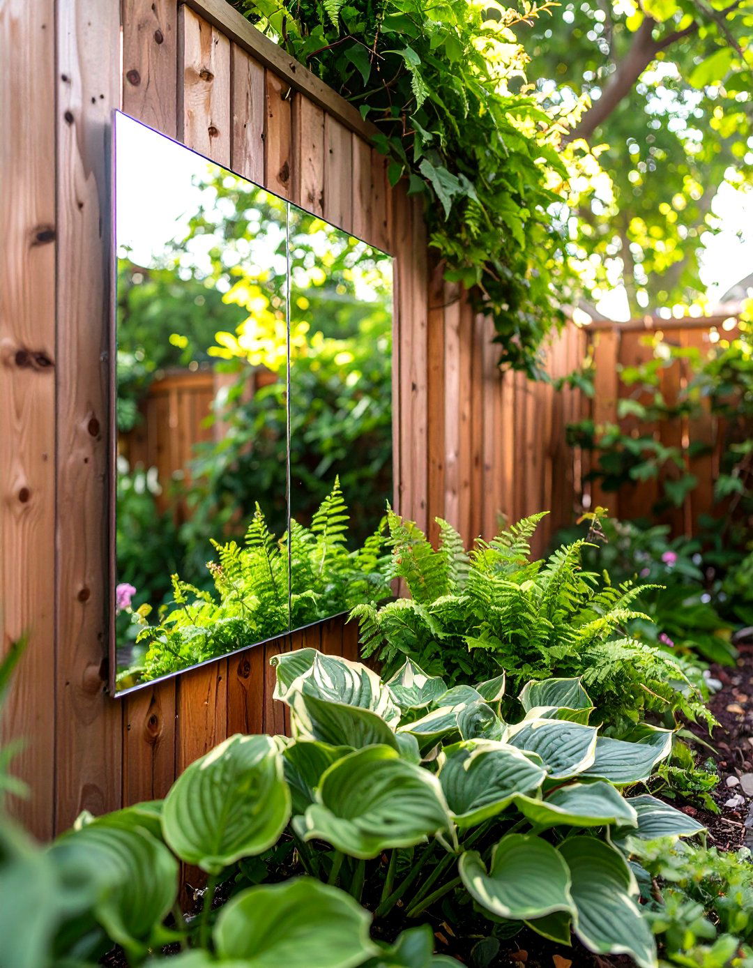 Mirror Panel Fence Illusion - 30 small garden fence ideas