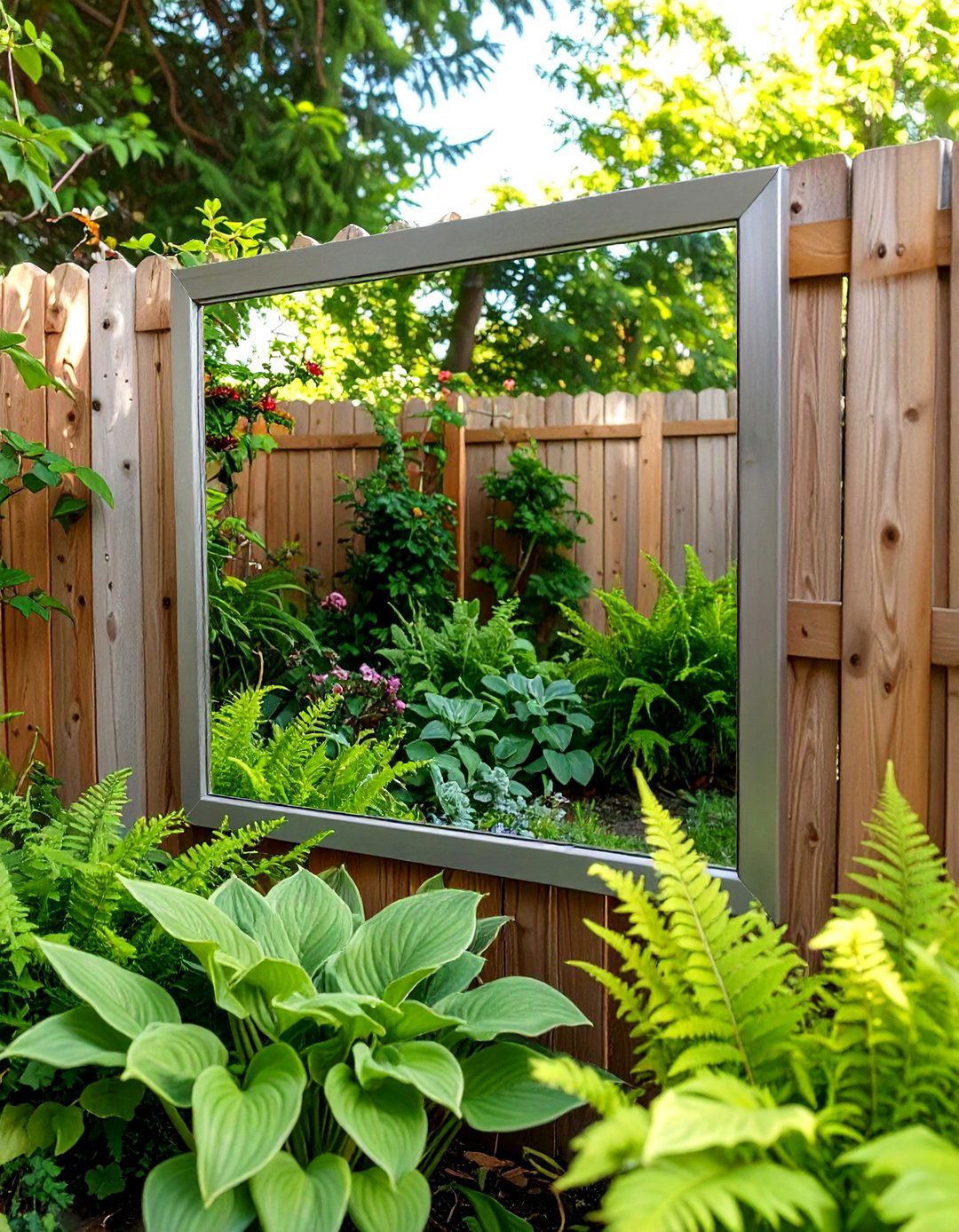 Mirror to Create an Illusion of Space - 30 small backyard garden ideas