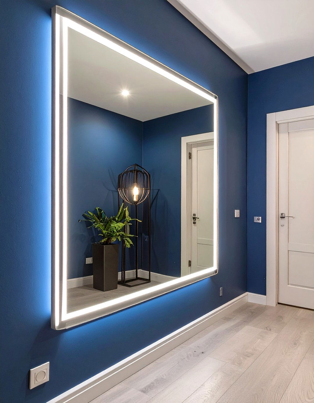 Mirror with Integrated LED Lighting - 30 small entryway lighting ideas
