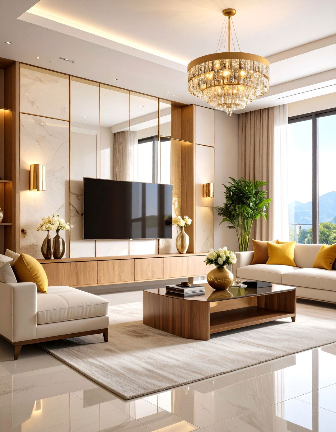 Mirrored Accent Wall - 30 accent wall behind tv ideas