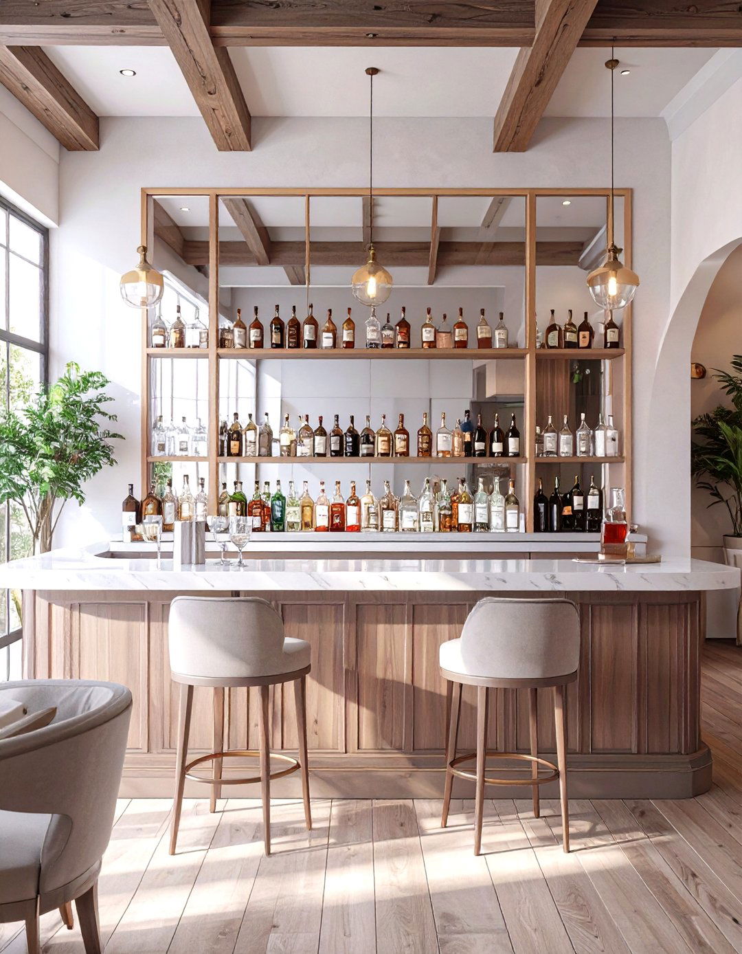 Mirrored Back Panel Man Cave Bar - 30 small man cave bar ideas