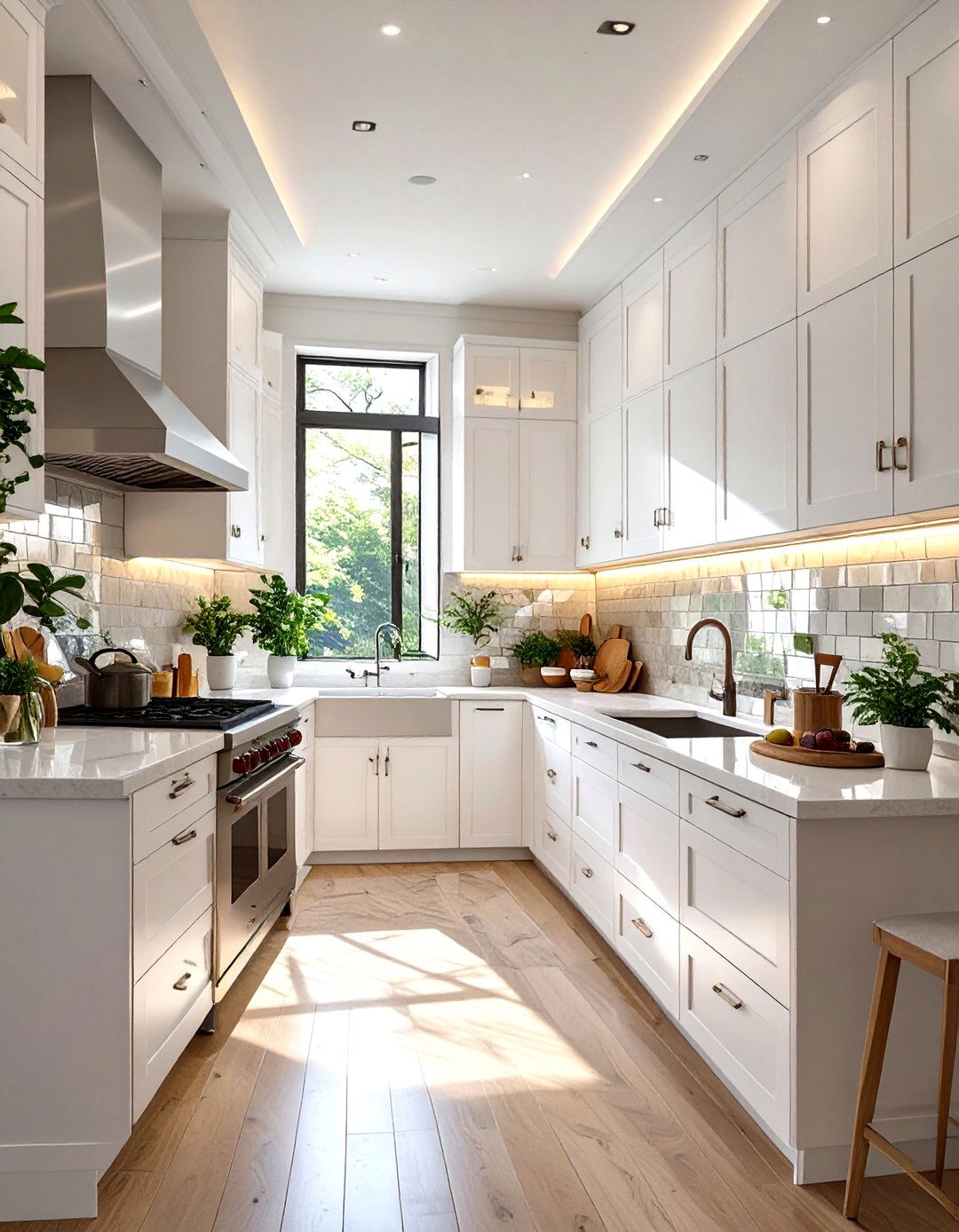 Mirrored Backsplash Kitchen Idea - 30 narrow kitchen ideas