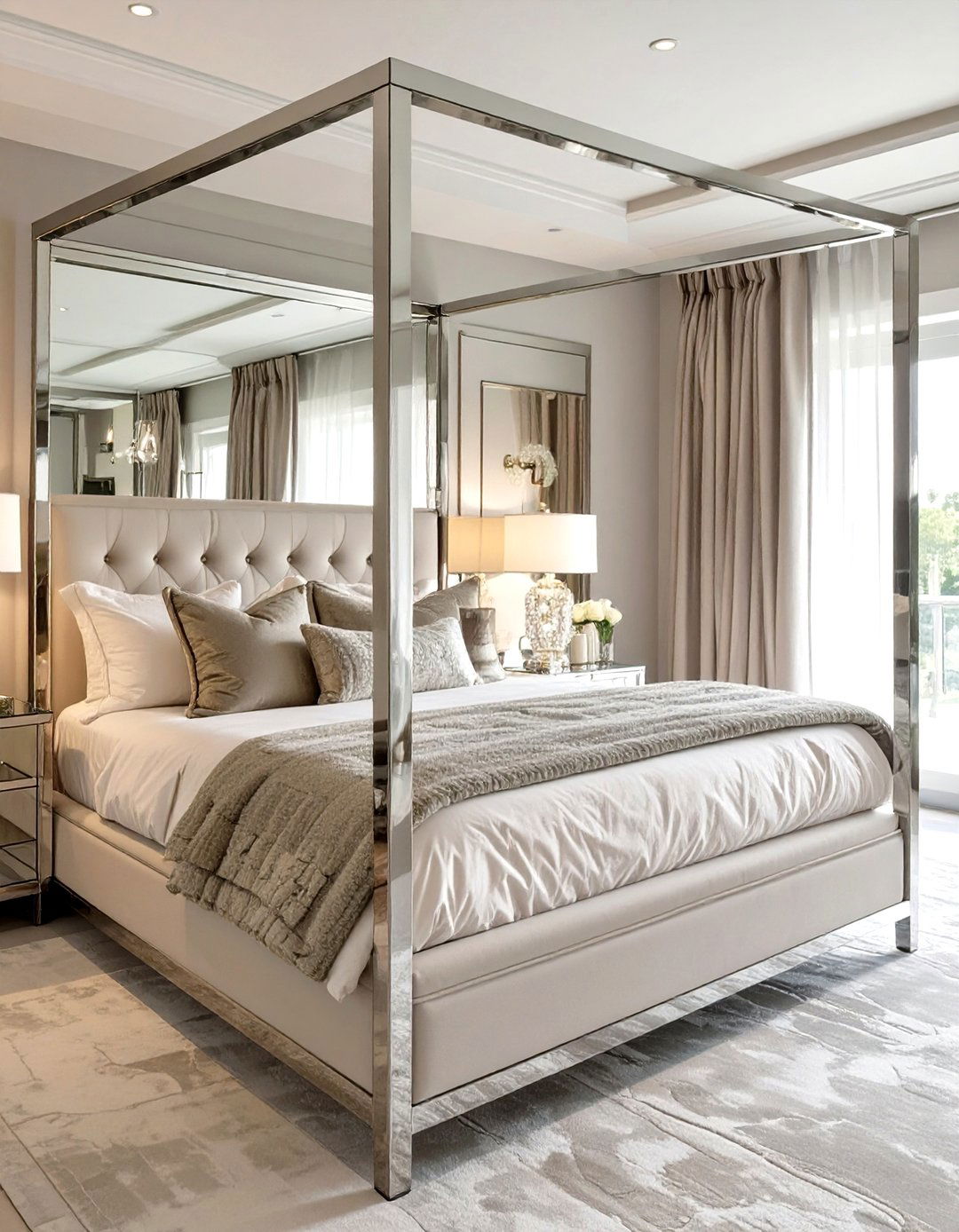 Mirrored Canopy Bedroom - 30 glam bedroom ideas