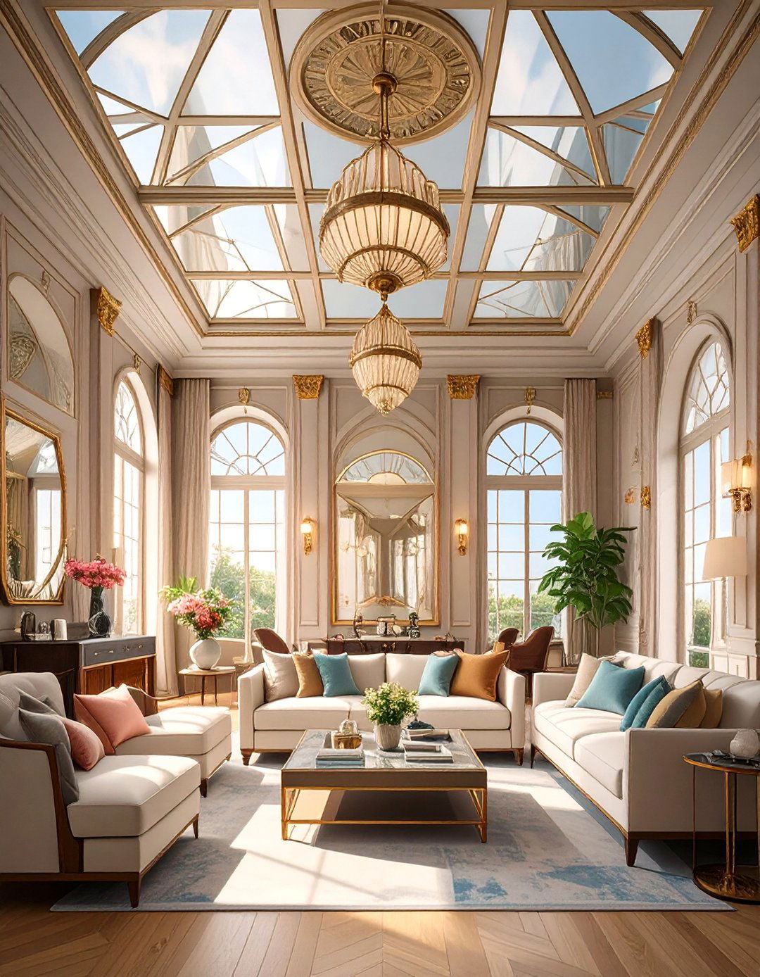 Mirrored Ceiling Panels - 30 ceiling ideas for living room