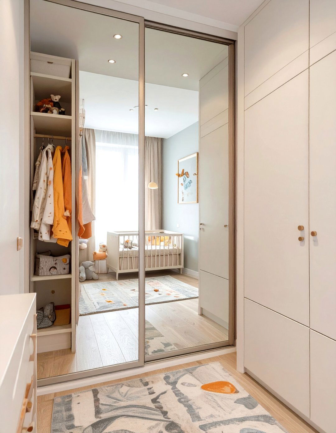 Mirrored Closet Door Nursery - 30 small nursery ideas