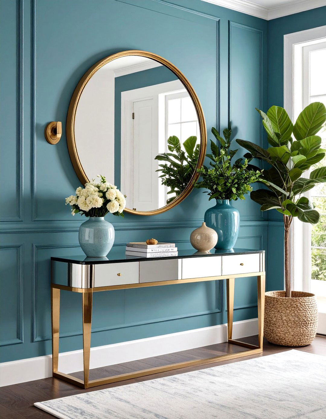 Mirrored Console Table - 30 entryway mirror ideas