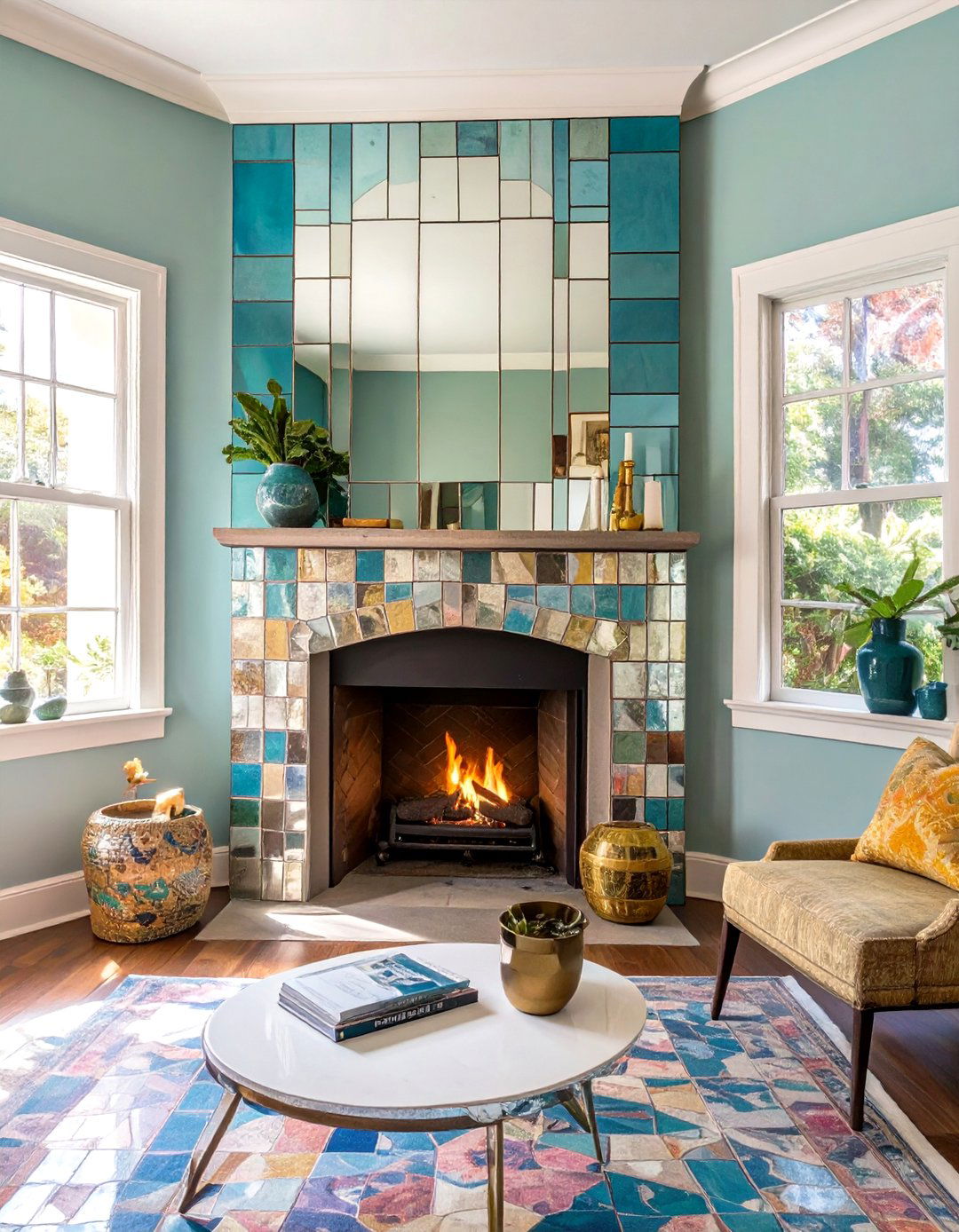 Mirrored Fireplace Surround - 30 small living room fireplace ideas