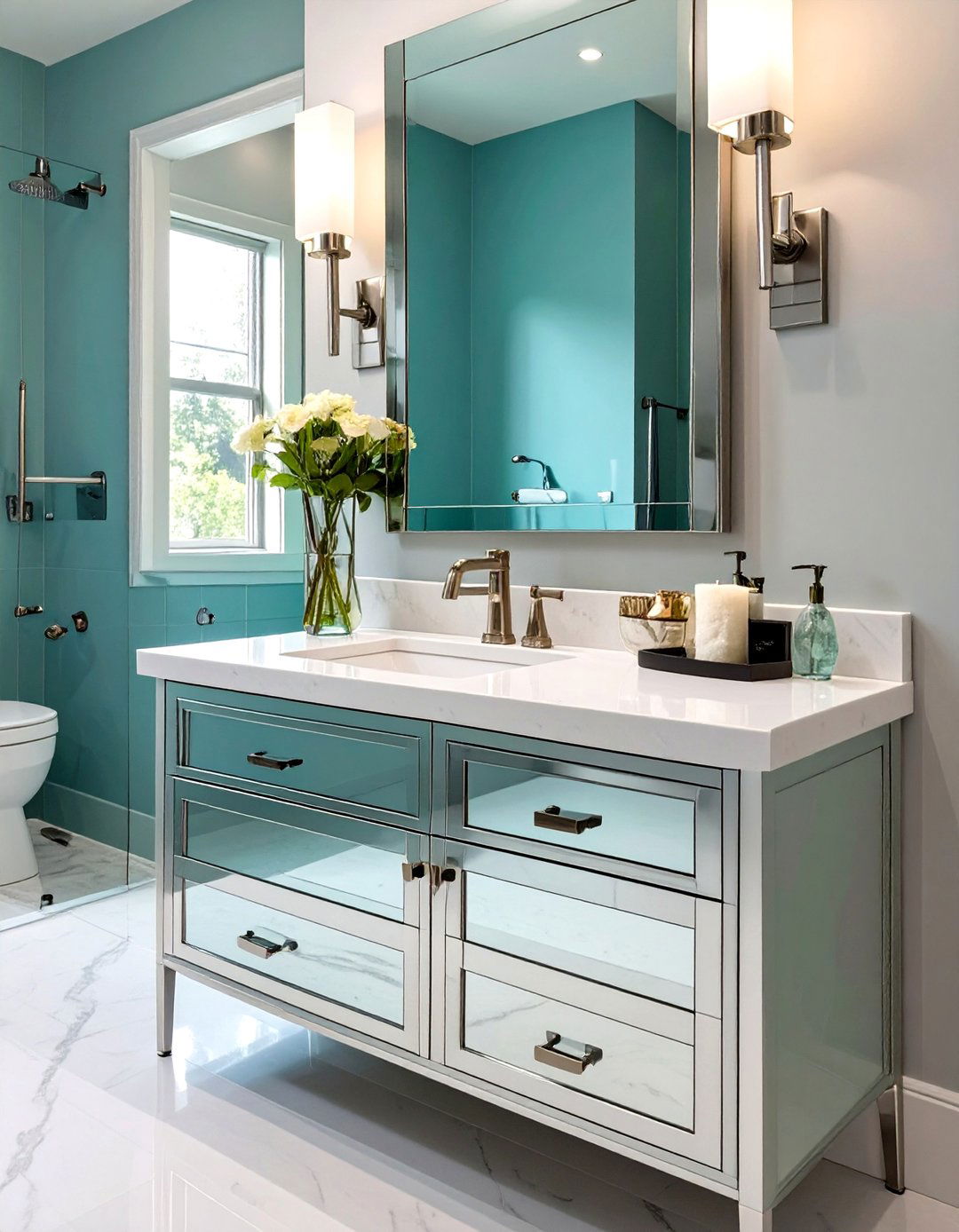 Mirrored Front Studio Vanity - 30 studio design collection vanity ideas