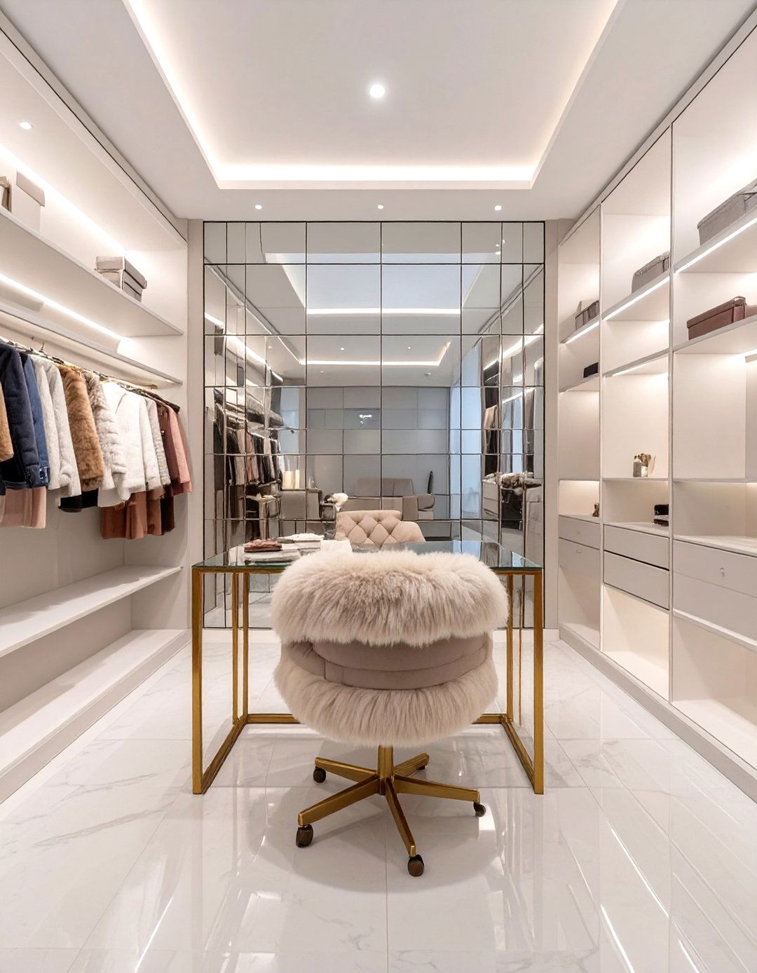 Mirrored Glamour Station - 30 closet office ideas