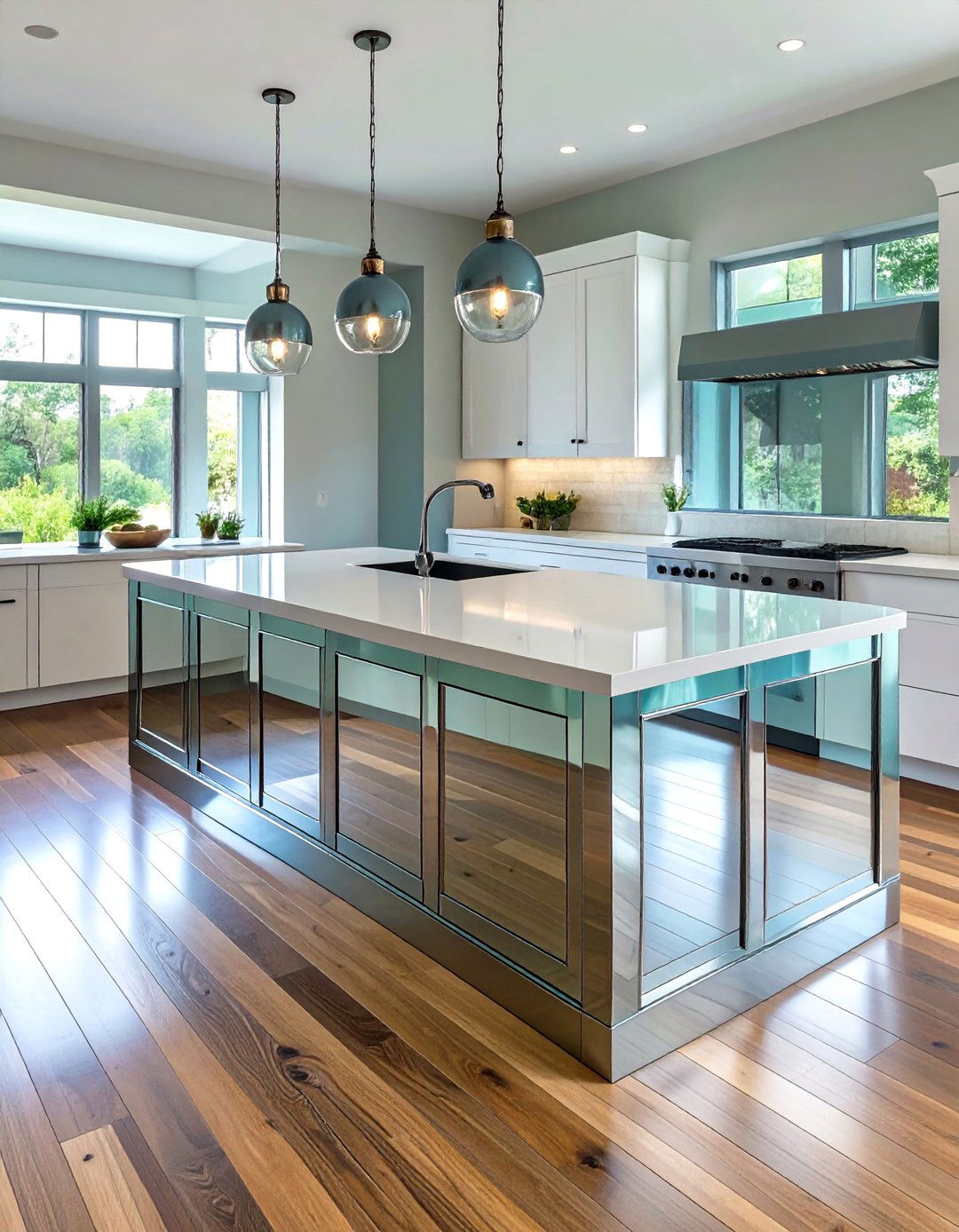 Mirrored Kitchen Island - 30 unique kitchen island ideas
