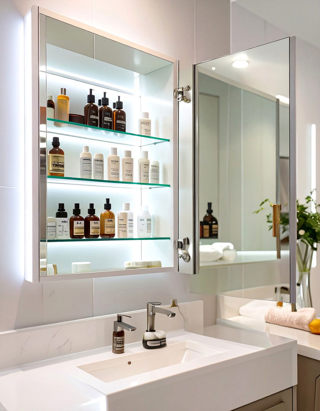 Mirrored Medicine Cabinet Bathroom - 30 bathroom organizer ideas