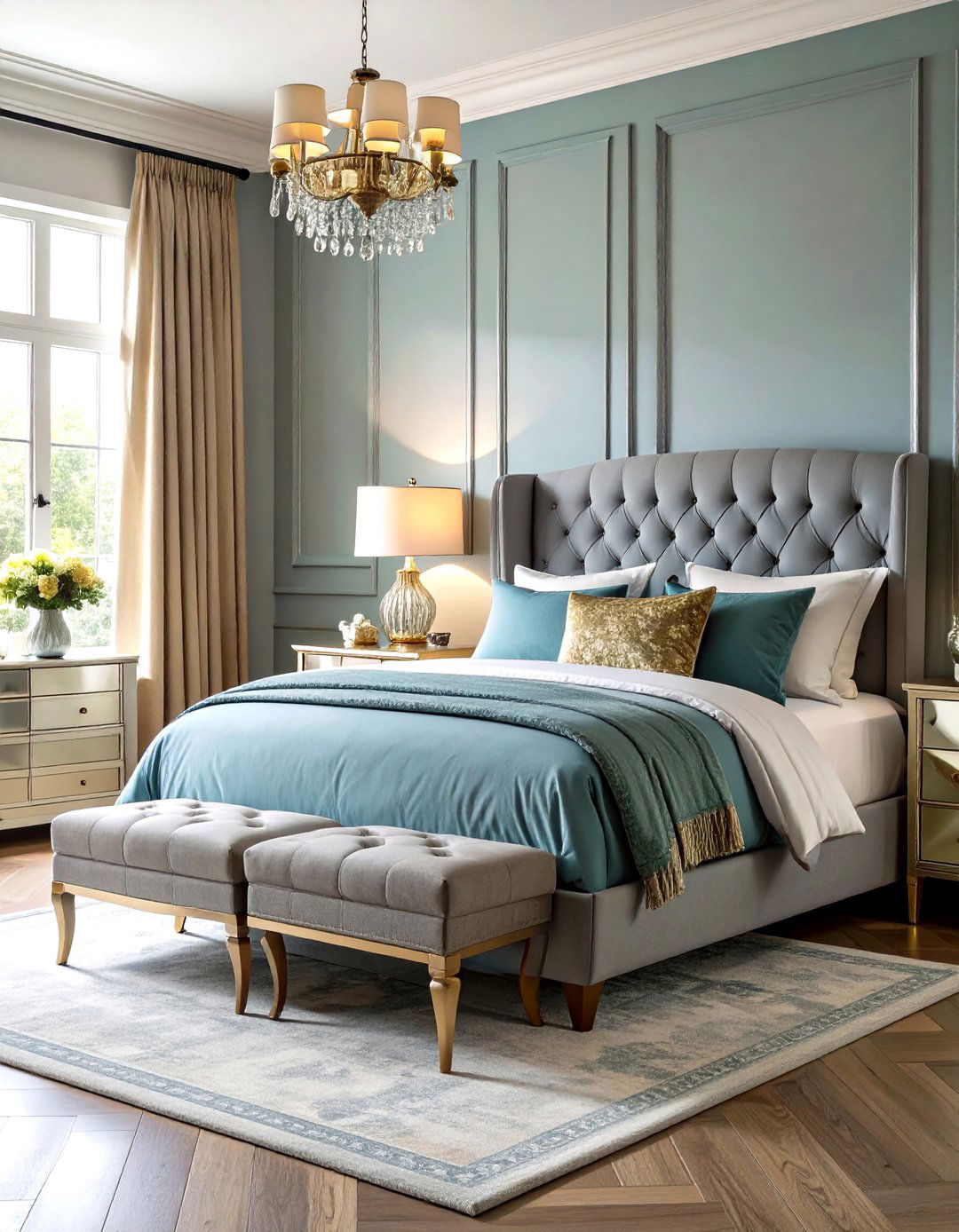 Mirrored Nightstands for a Touch of Glamour - 30 pottery barn bedroom ideas