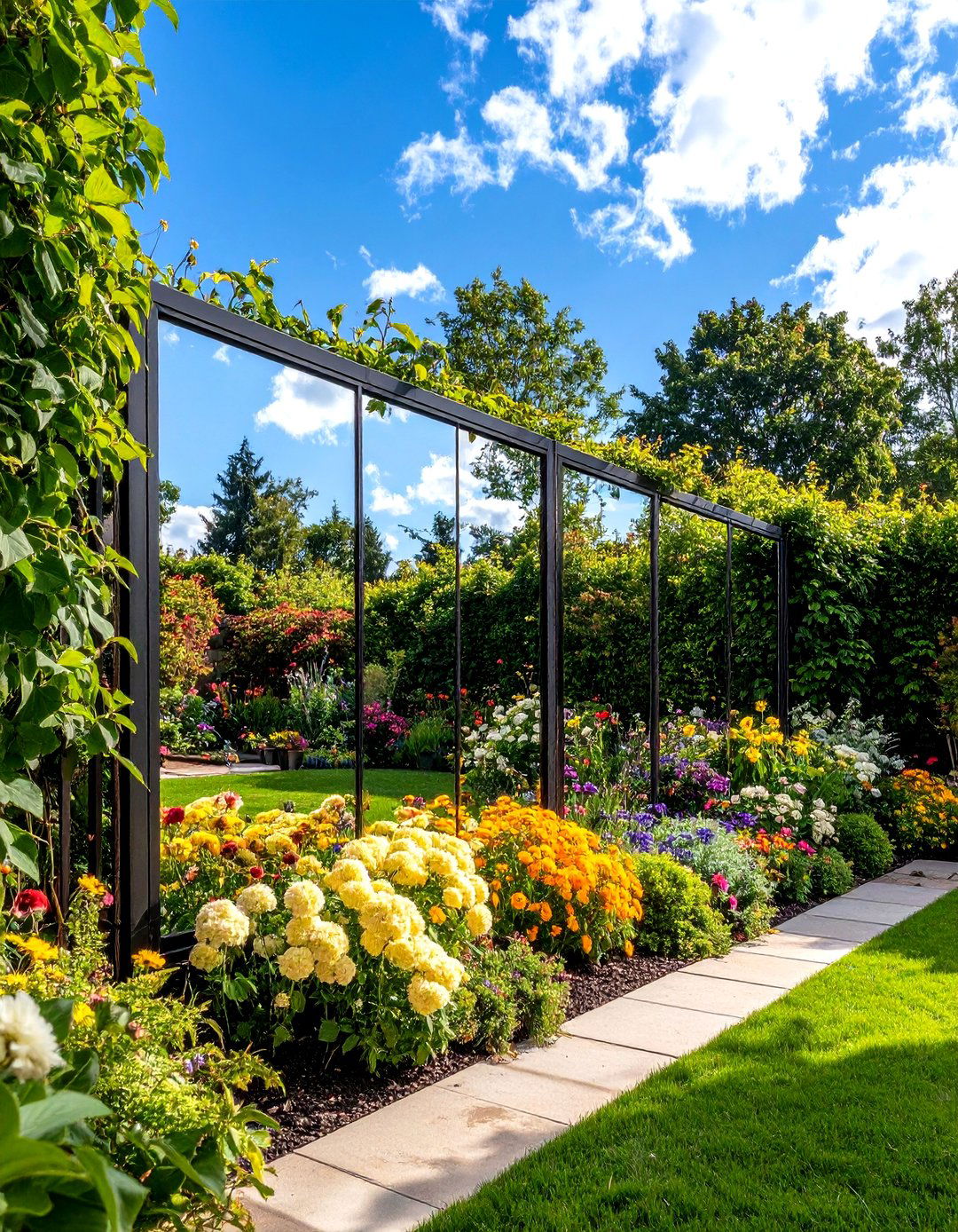 Mirrored Panel Patio Fence - 30 patio fence ideas