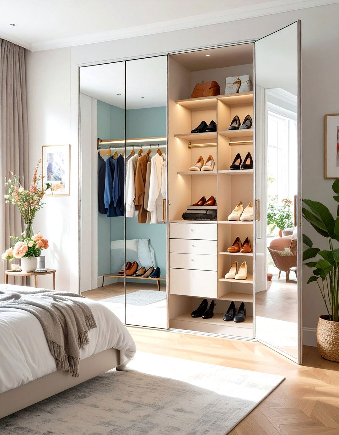 Mirrored Shoe Closet Doors - 30 shoe closet ideas