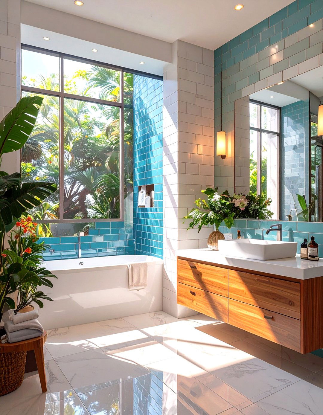 Mirrored Tile Accent Bathroom - 30 modern bathroom tile ideas