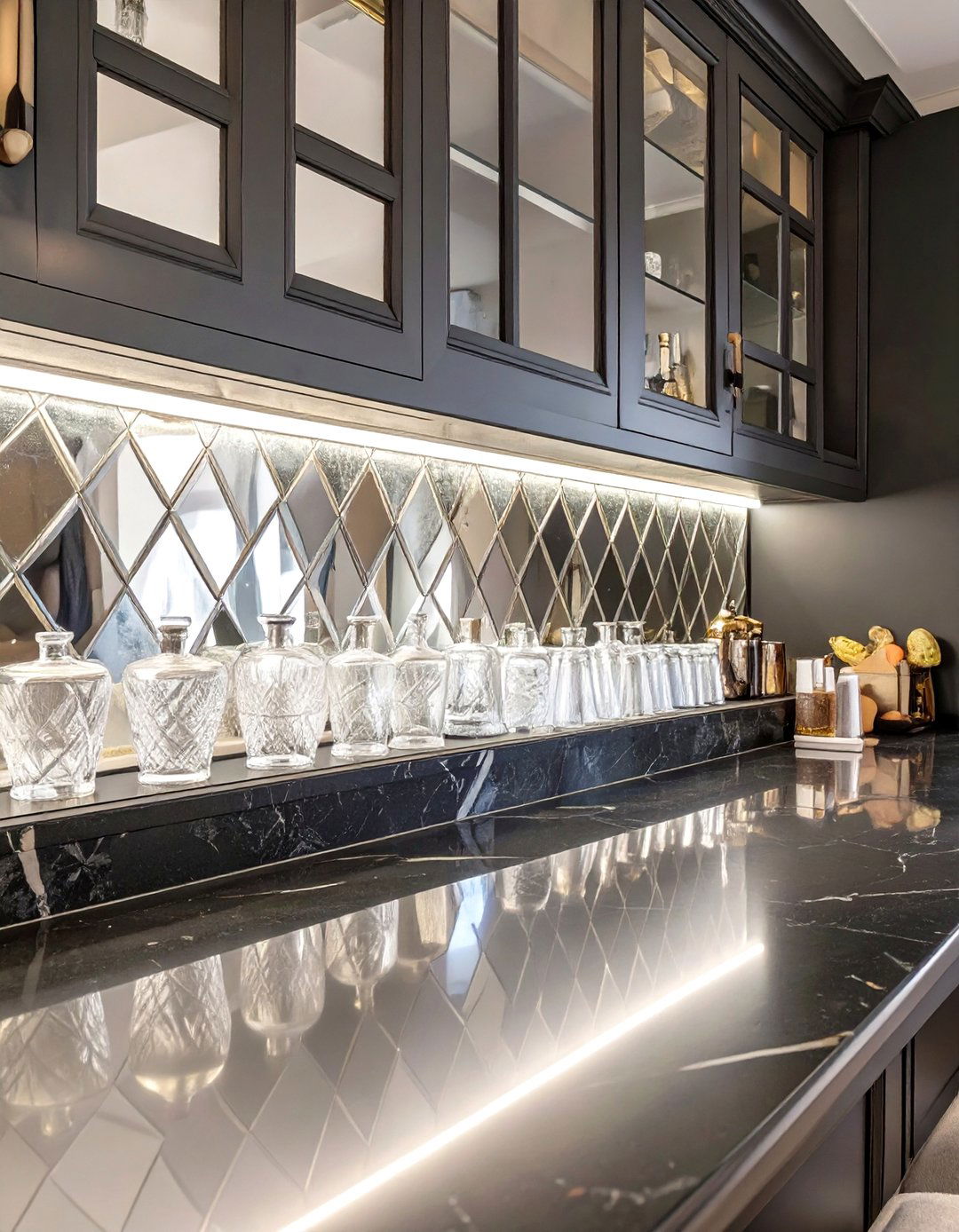 Mirrored Tile Bar Backsplash - 30 bar backsplash ideas
