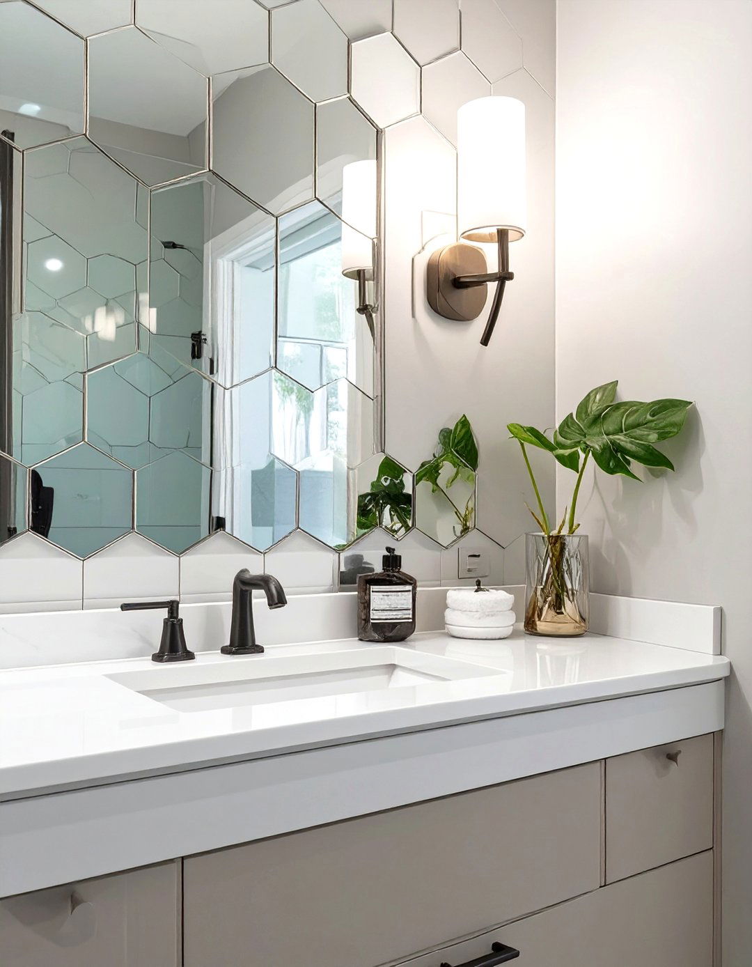 Mirrored Tile Bathroom Backsplash - 30 cheap bathroom backsplash ideas