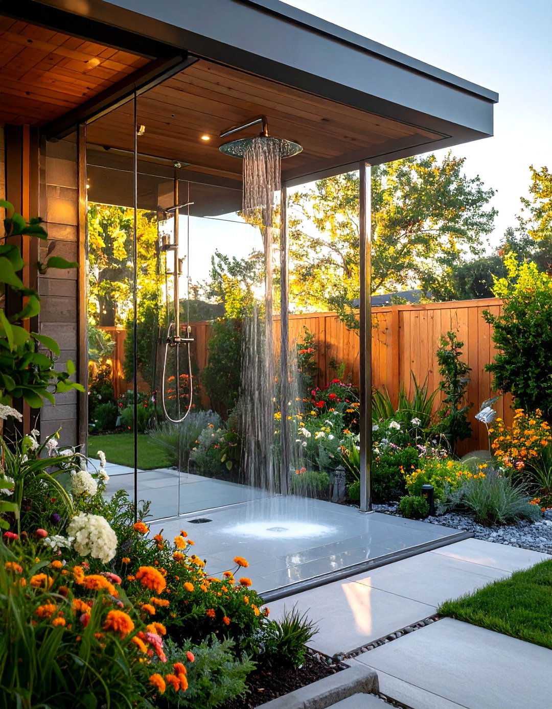 Mirrored Wall Outdoor Shower - 30 outdoor showers ideas