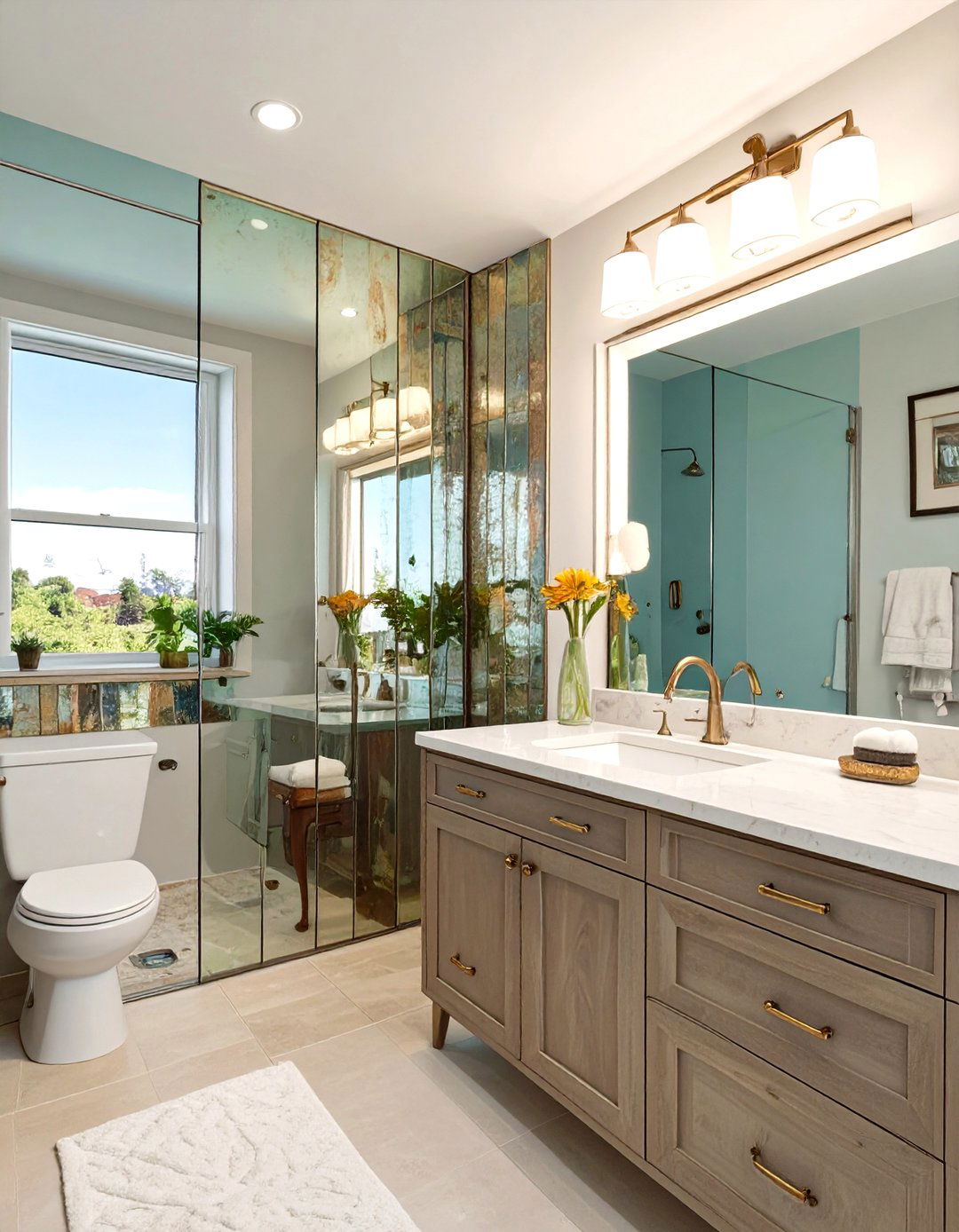 Mirrored Wall Panel Accent - 30 bathroom accent wall ideas