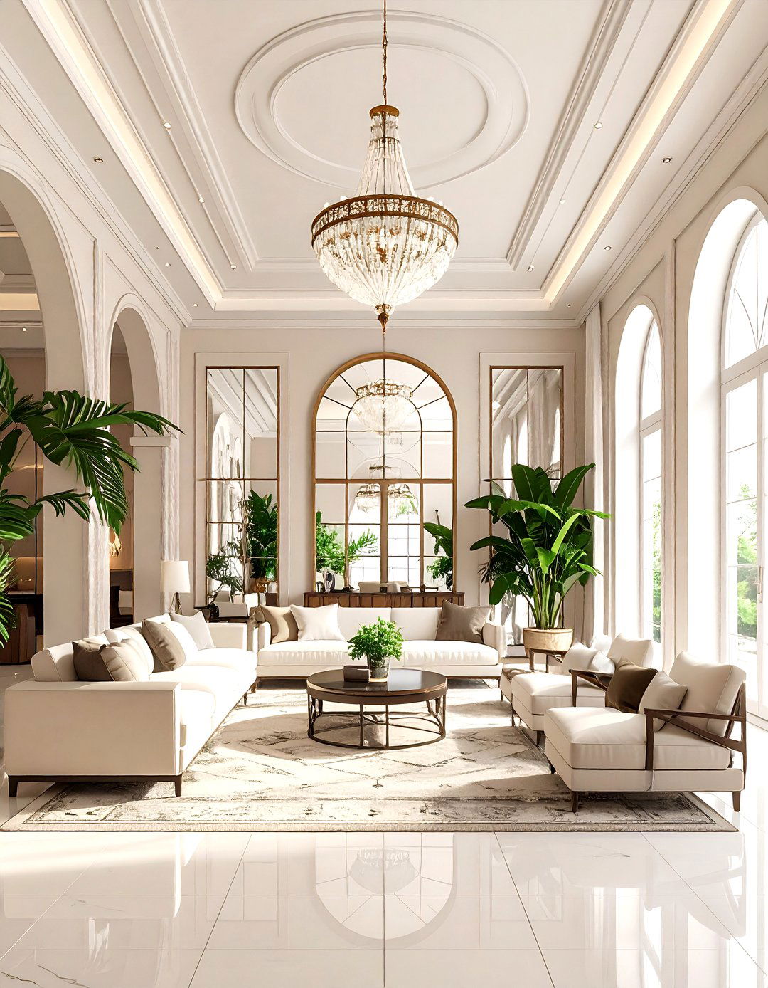 Mirrored Wall Panel Living Room - 30 living room high ceiling wall decor ideas
