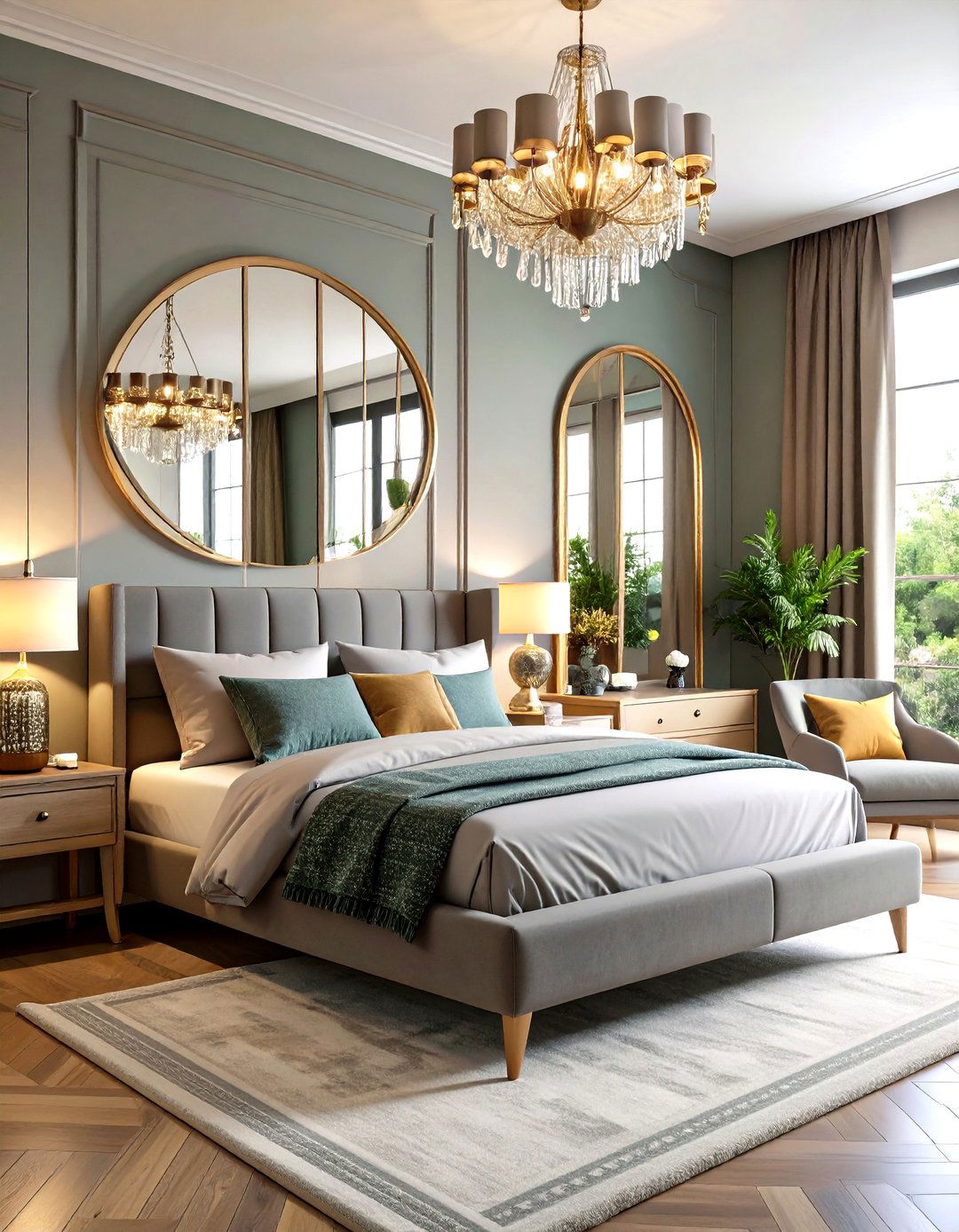Mirrored Wall to Amplify Space - 30 romantic modern luxury master bedroom designs