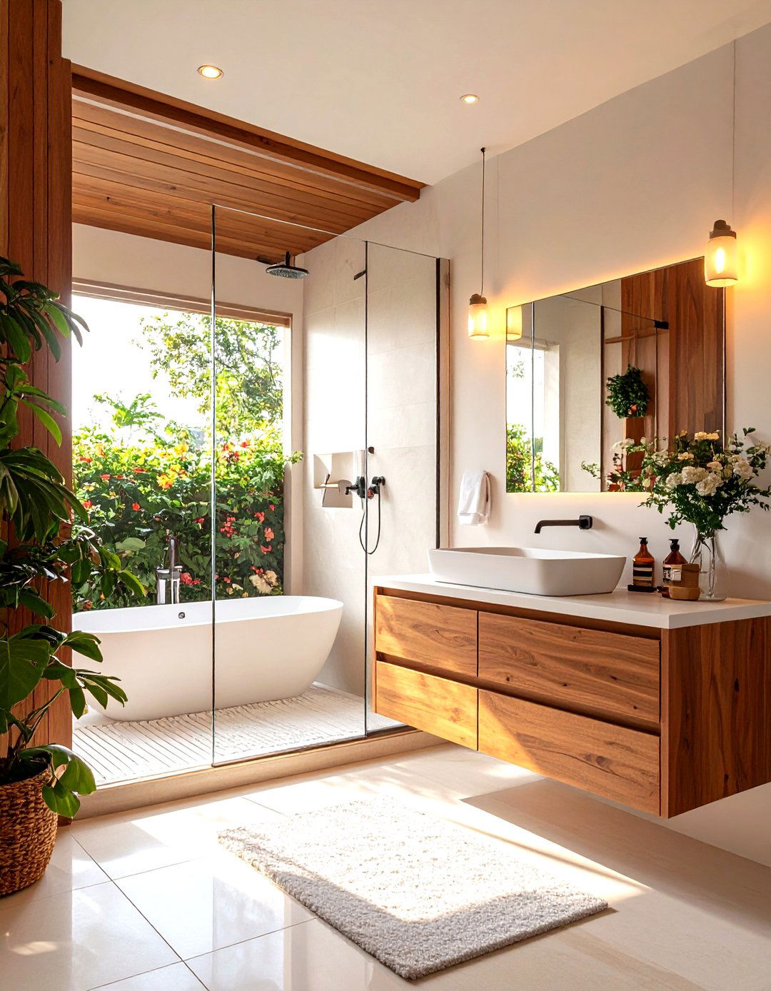 Mirrored Wall to Create Space - 30 remodel shower small bathroom ideas