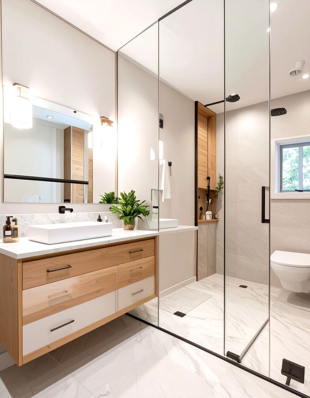 Mirrored Wall to Double the Space - 30 small half bathroom ideas