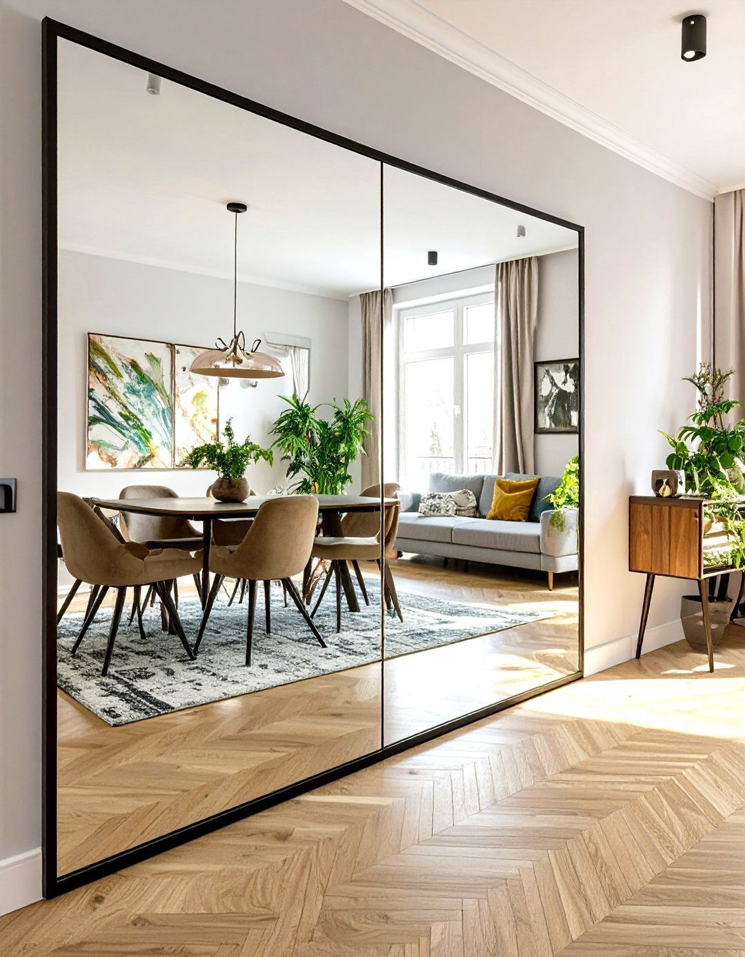 Mirrored Walls to Create Illusory Space - 30 very small living and dining room ideas