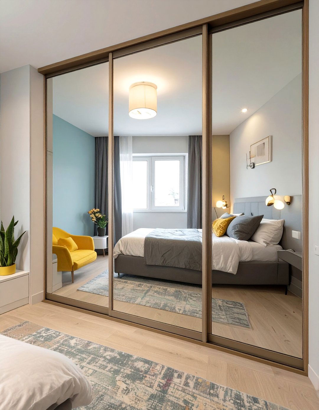 Mirrored Wardrobe Doors to Expand Space - 30 small bedroom furniture ideas