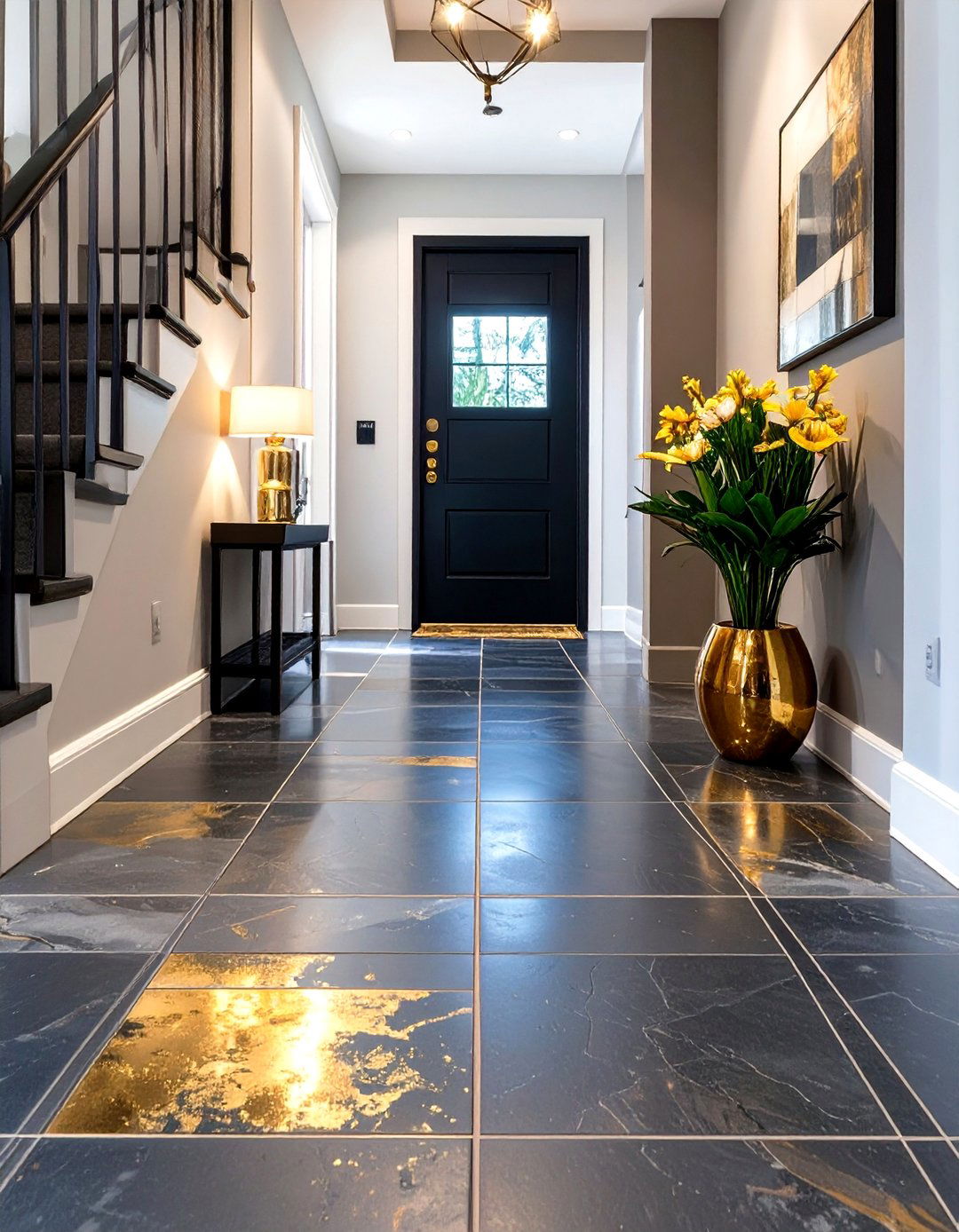 Mirrored or Metallic Tile Floor - 30 small entryway tile floor ideas