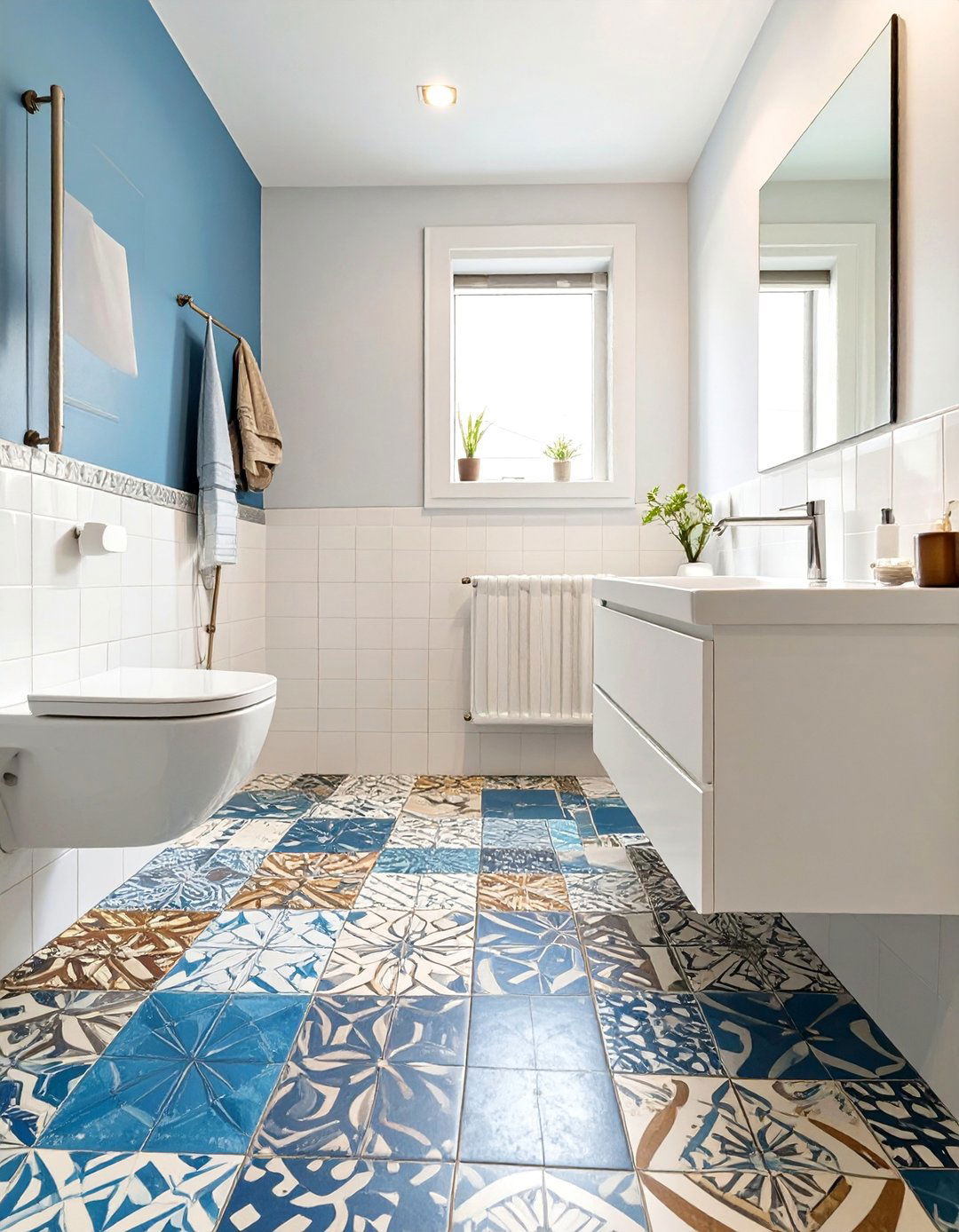 Mismatched Eclectic Bathroom Tile Floor - 30 bathroom tile floor ideas
