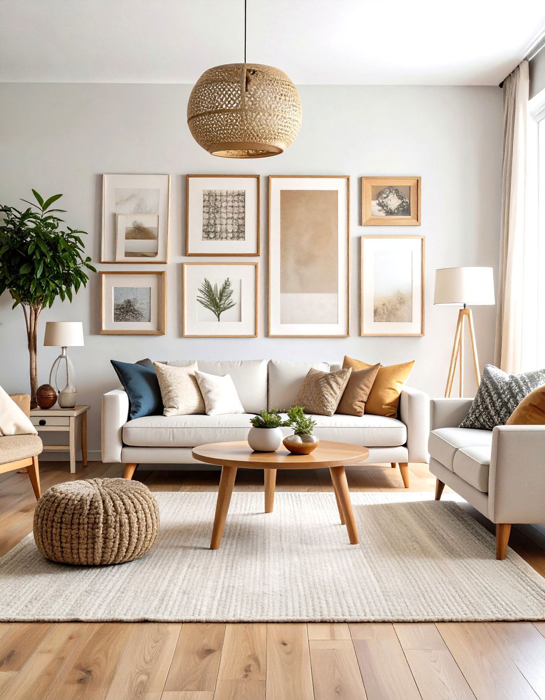Mismatched Photo Size Picture Wall - 30 picture wall ideas for living room