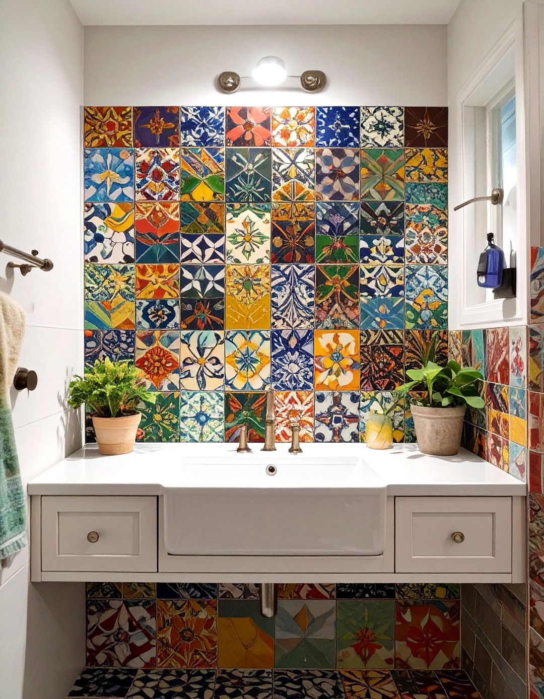 Mismatched Tile Bathroom Backsplash - 30 bathroom sink backsplash ideas