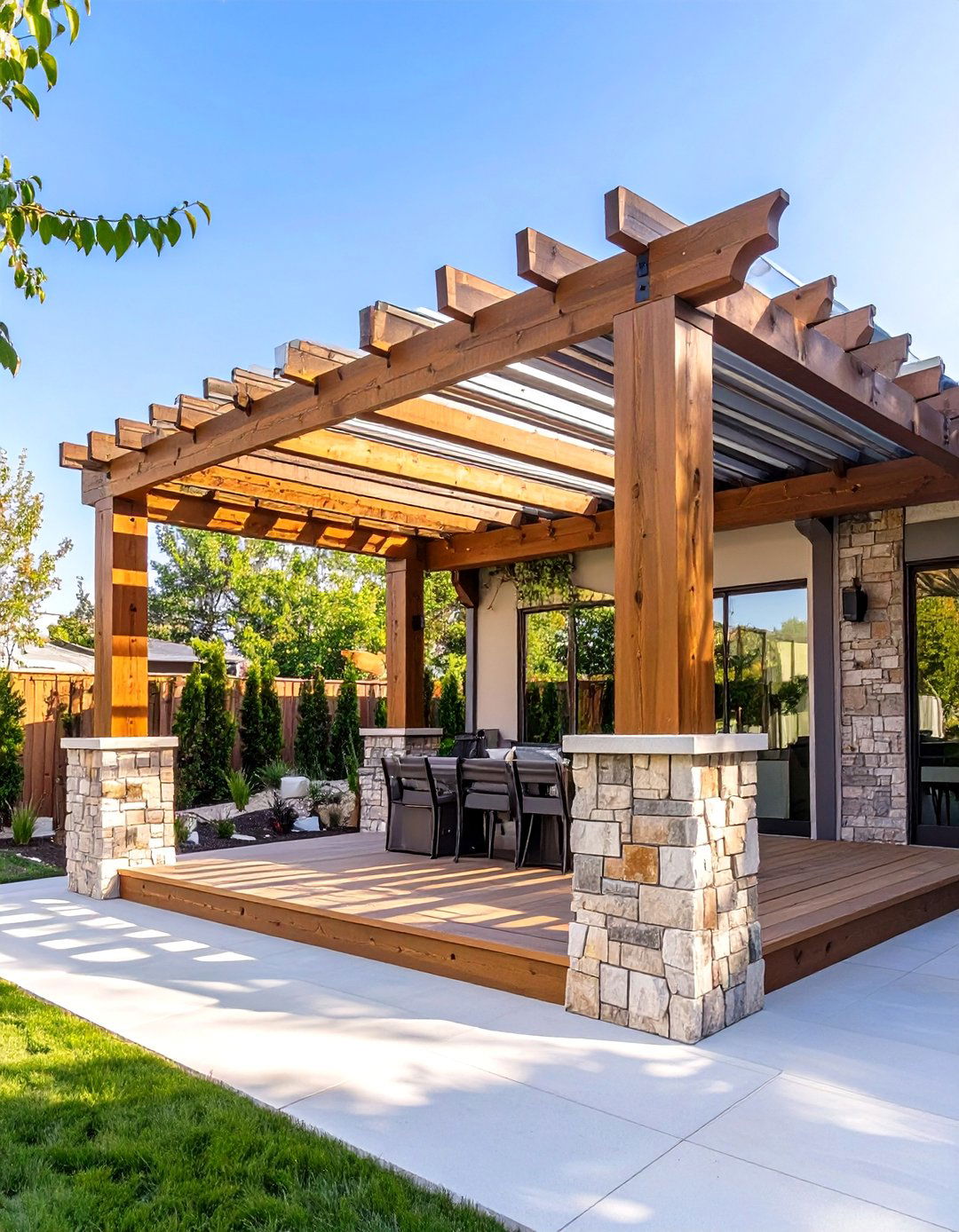 Mixed Material Deck Pergola - 30 deck pergola ideas