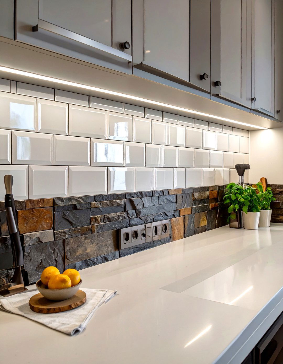 Mixed Material Kitchen Tiles - 30 modern kitchen tiles design ideas