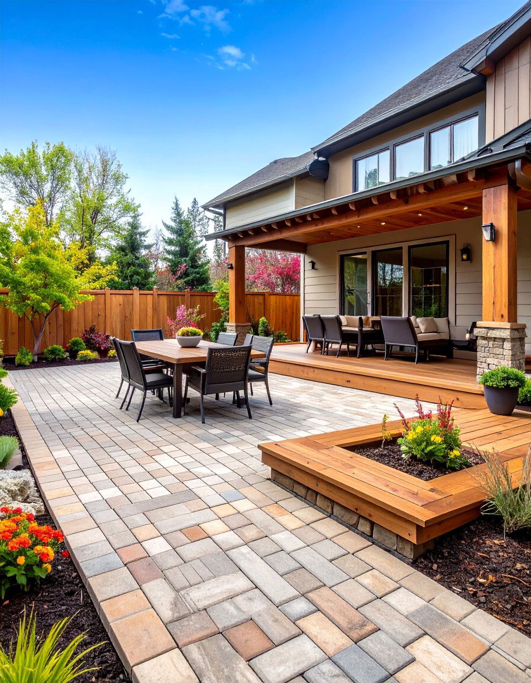 Mixed Material Patio Zones - 30 backyard floor ideas