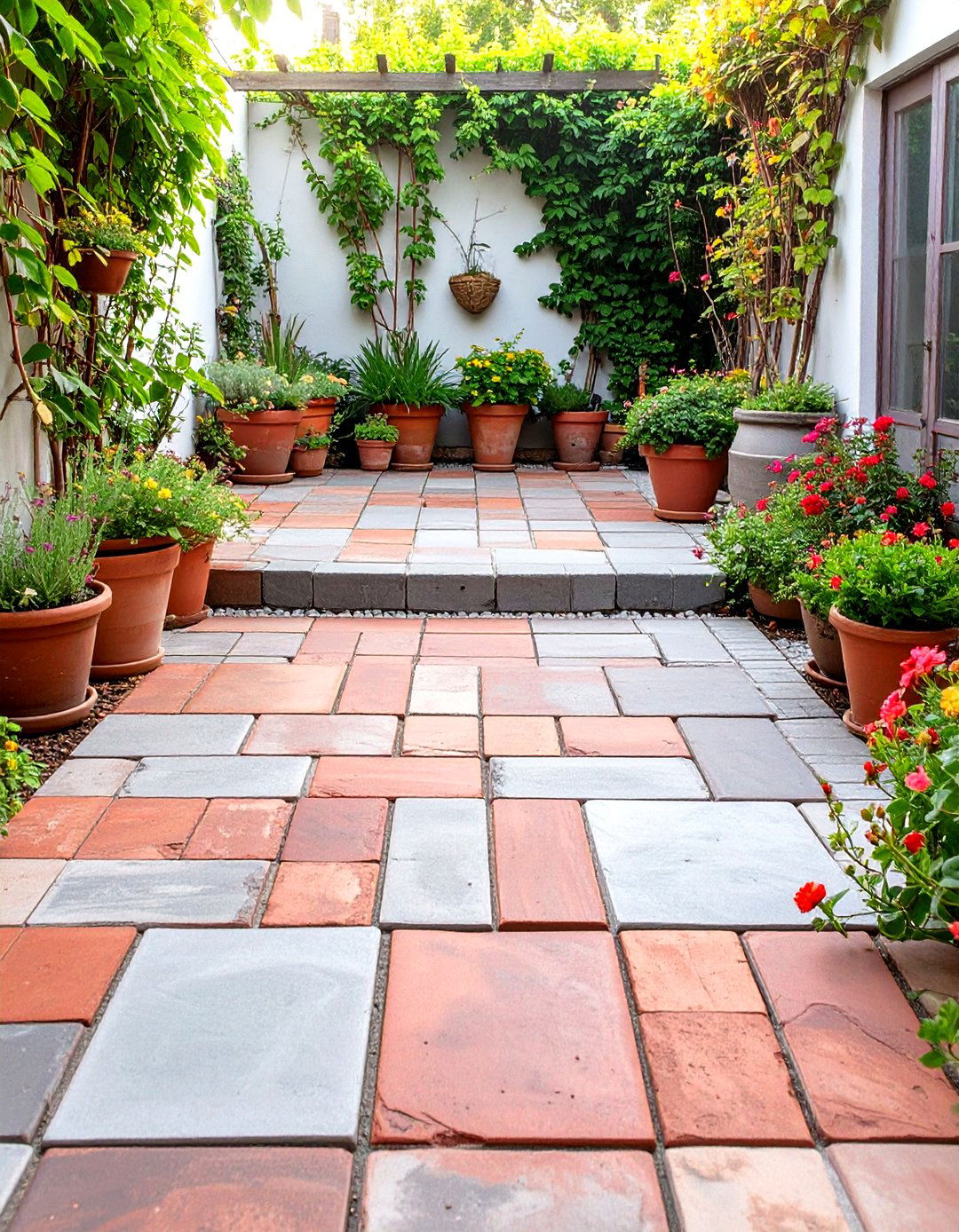 Mixed Material Paver Patio - 30 small cheap patio paver ideas