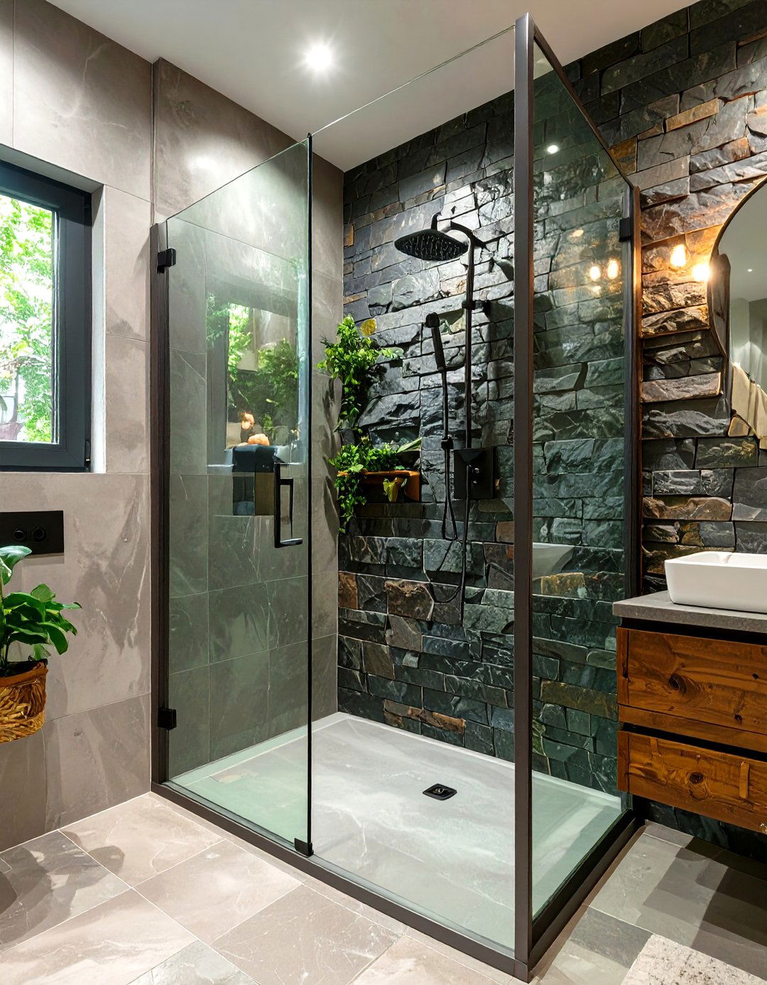 Mixed Material Shower Enclosure - 30 shower enclosure ideas