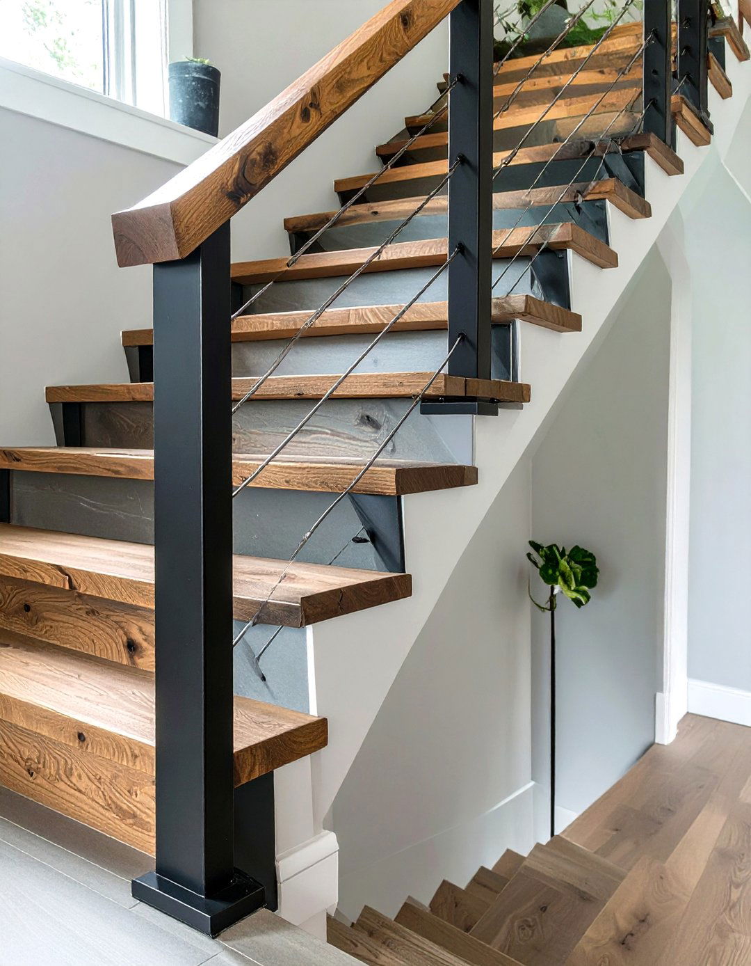 Mixed Material Stairway Railing - 30 stairway railing ideas