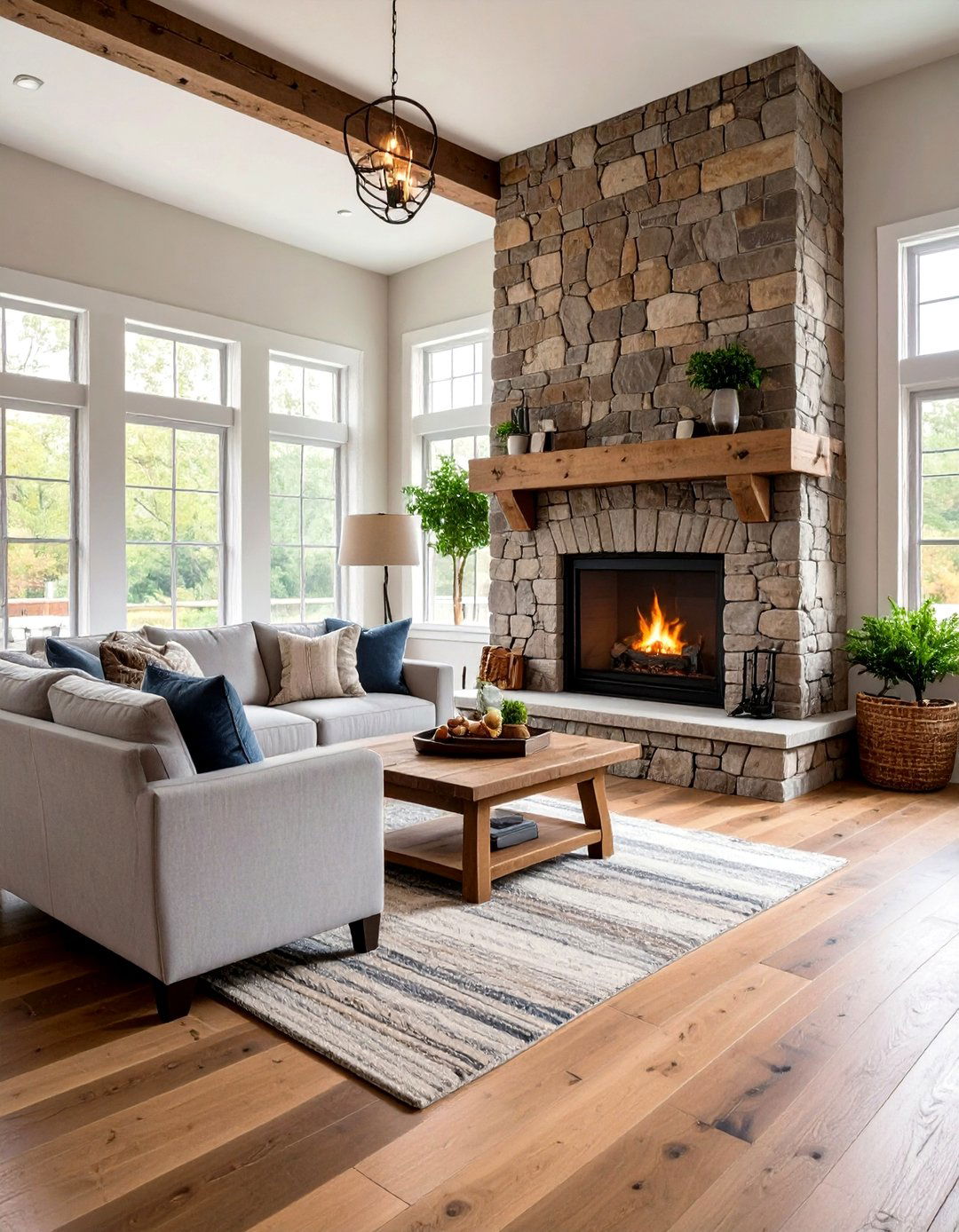 Mixed Width Wood Planks - 30 living room floor ideas