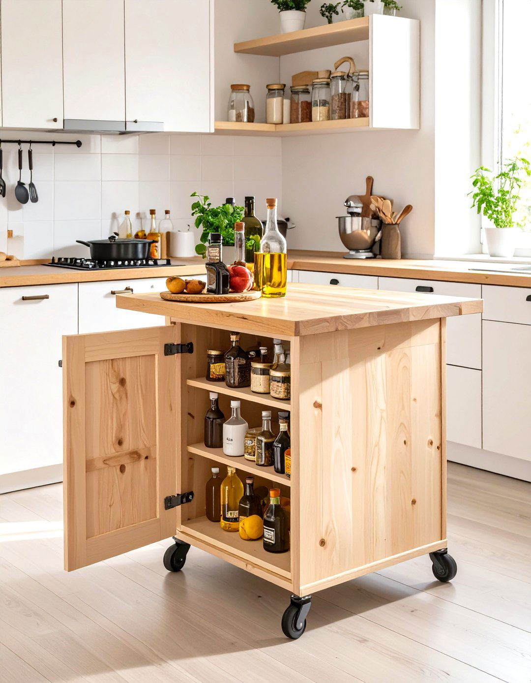 Mobile Kitchen Island with Drop Leaf - 30 small kitchen small pantry ideas
