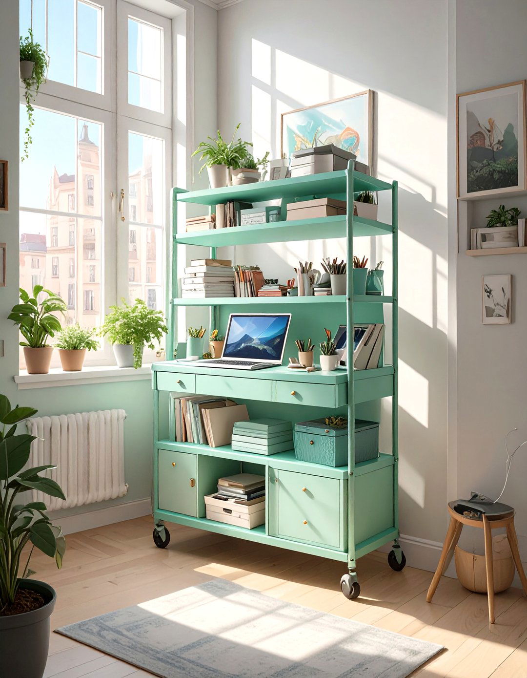 Mobile Rolling Cart Small Home Office Design - 30 small home office design ideas