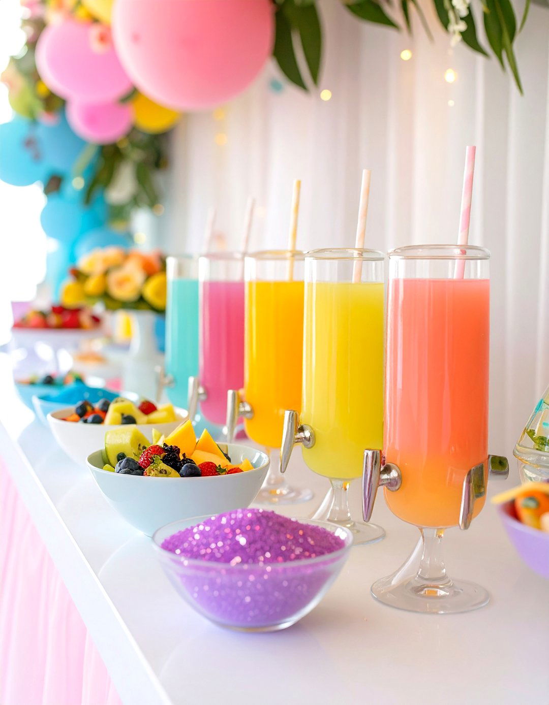 Mocktail Bar with Edible Glitter - 30 sprinkle baby shower ideas