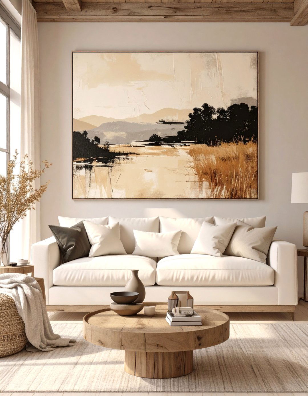 Modern Abstract Art in Neutral Tones - 30 modern farmhouse wall decor ideas